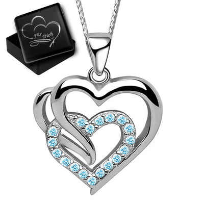 Limana Herzkette echt 925 Sterling Silber Kette mit Herz Anhänger, Frauen Damen Mädchen Geschenk Idee Halskette