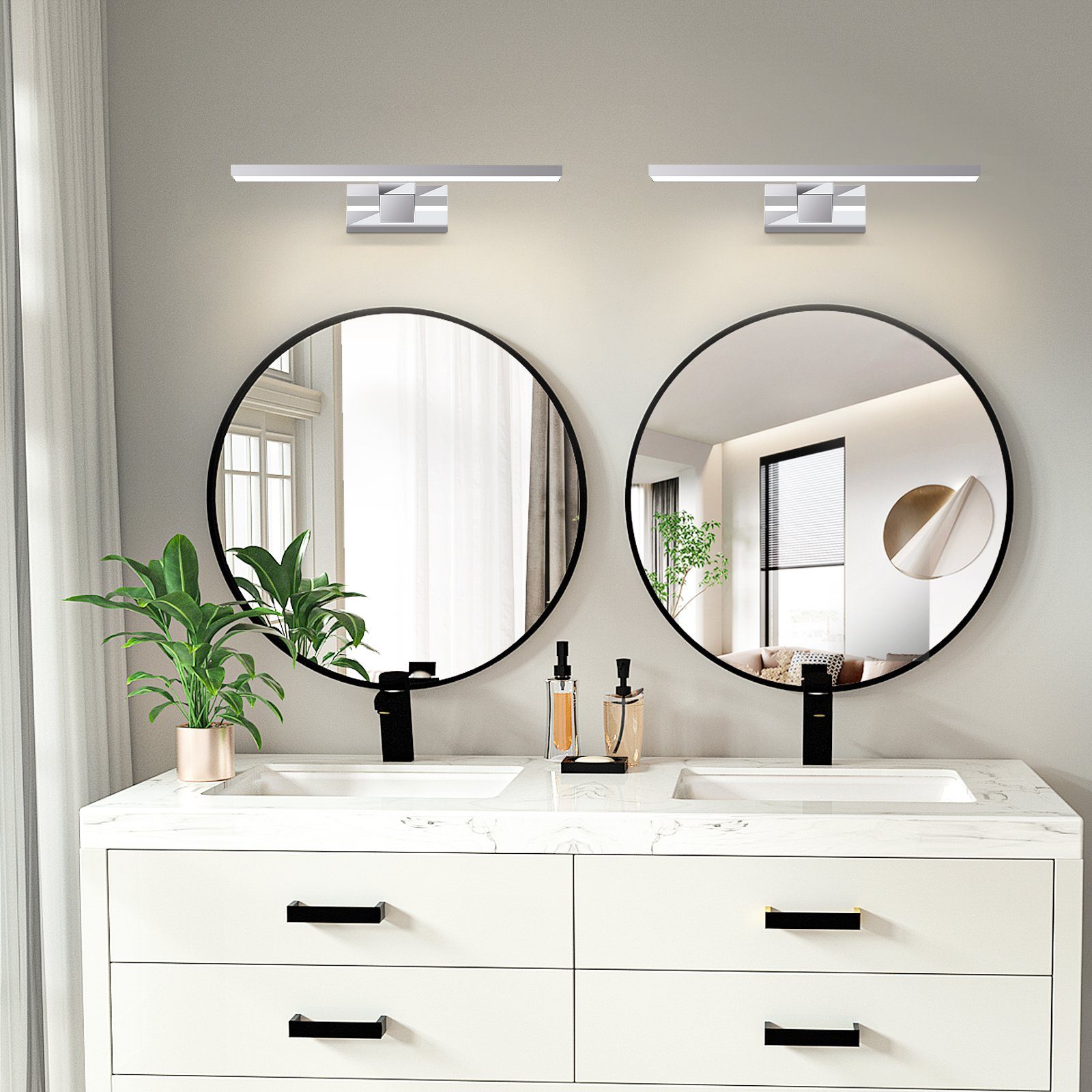 Spiegelleuchte für Nettlife Badlampe, Badschrank, Bad Badezimmer IP44, 30CM LED fest Wandleuchte 6W, LED Küche Badleuchte Keller integriert, Wasserdicht Neutralweiß, Wandlampe Spiegellampe