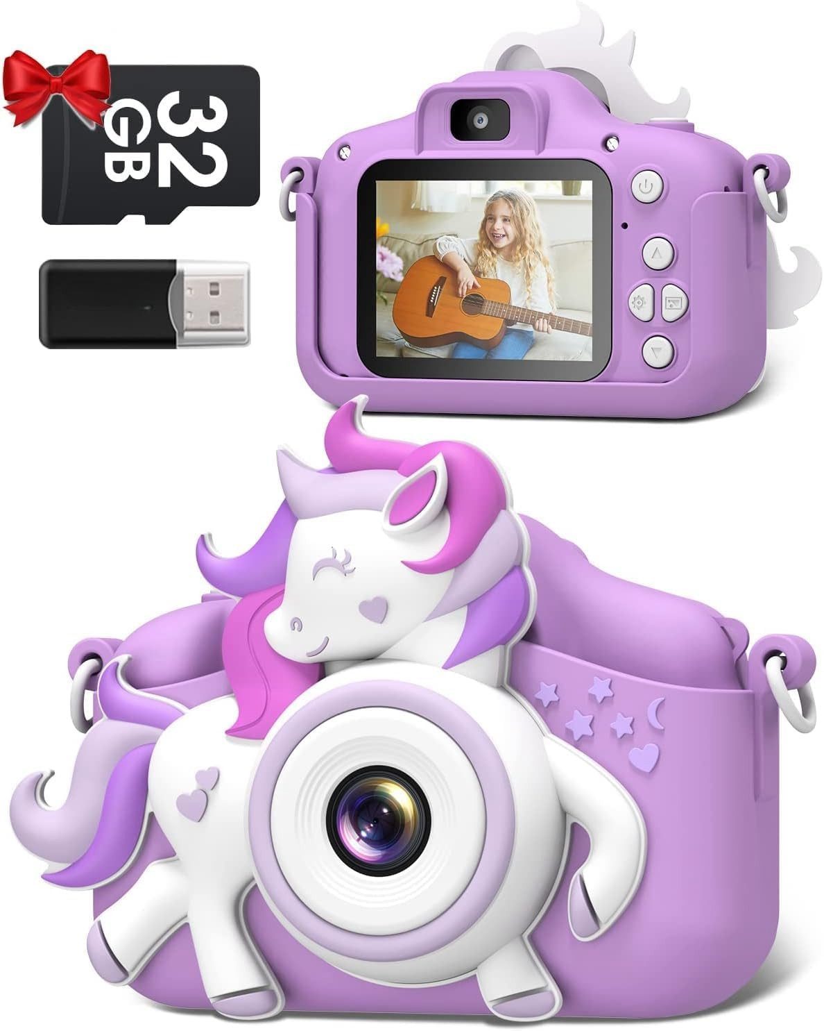 Gofunly 3-12 Jahre Jungen und Mädchen Weihnachten Spielzeug Kinderkamera (20 MP, 8x opt. Zoom, mit 32GB-Karte Selfie Digitalkamera Kinder Fotoapparat Kinder)