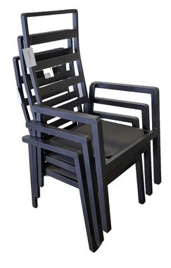Gardissimo Gartenstuhl 4 er Set Ontario Lounge Stuhl Dining Alu Move Stapelstuhl (Spar-Set), mit verstellbarer Rückenlehne, stapelbar