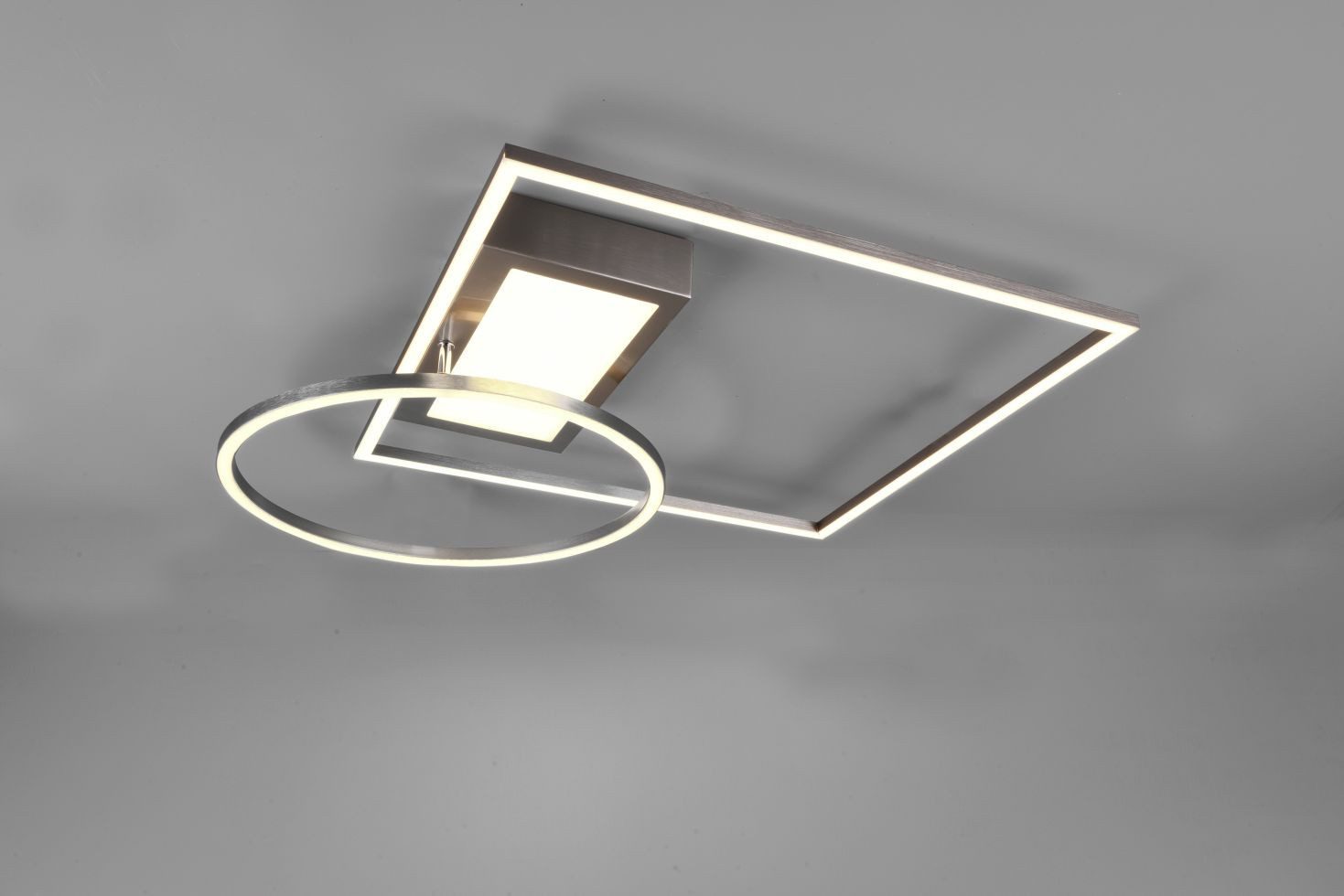 TRIO Leuchten Deckenleuchte Trio LED Deckenleuchte Downey nickel matt, Inkl. Leuchtmittel, Dimmbar ohne Bewegungsmelder