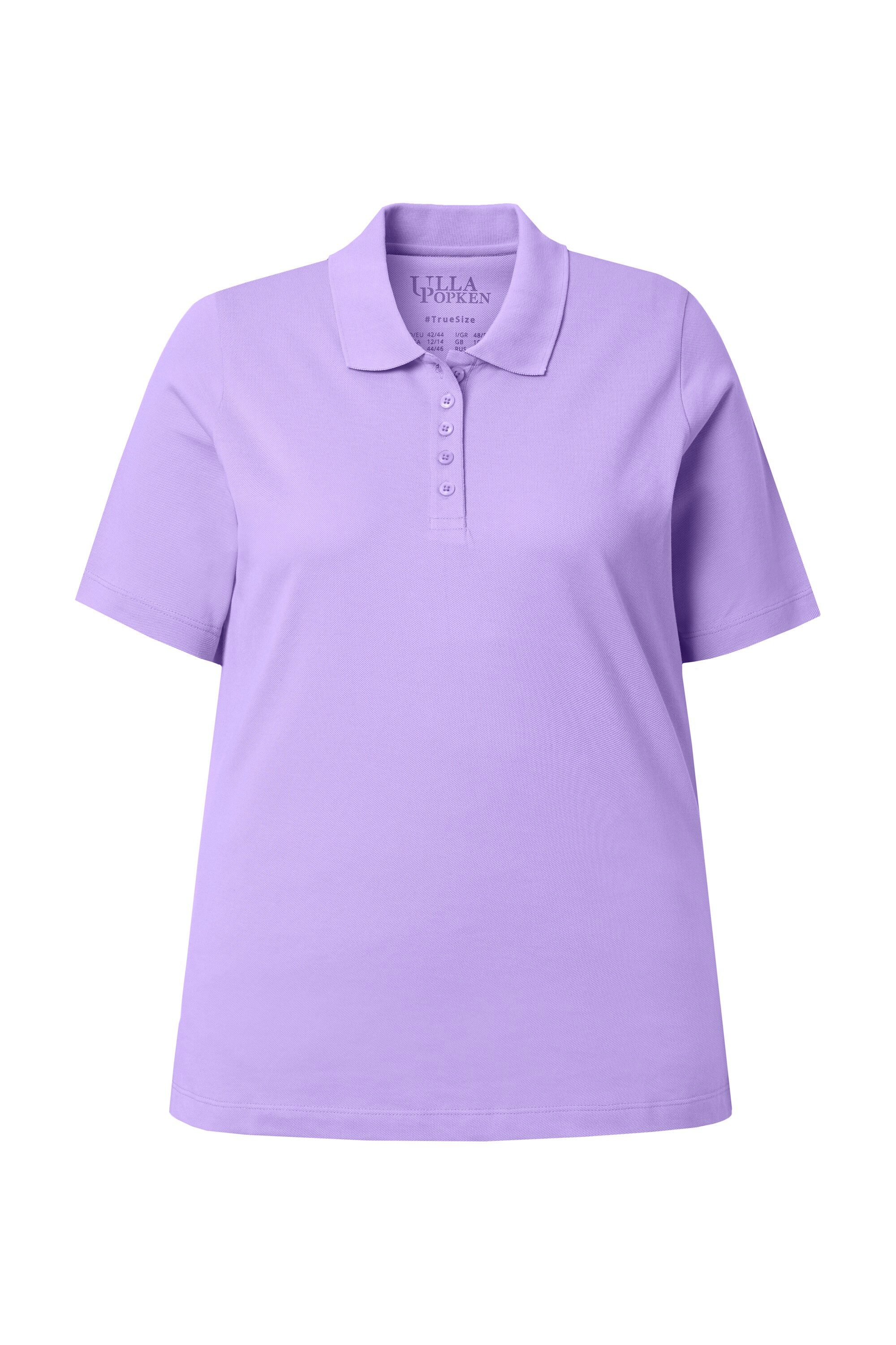 Ulla Popken Poloshirt Poloshirt längere Knopfleiste Polokragen Halbarm
