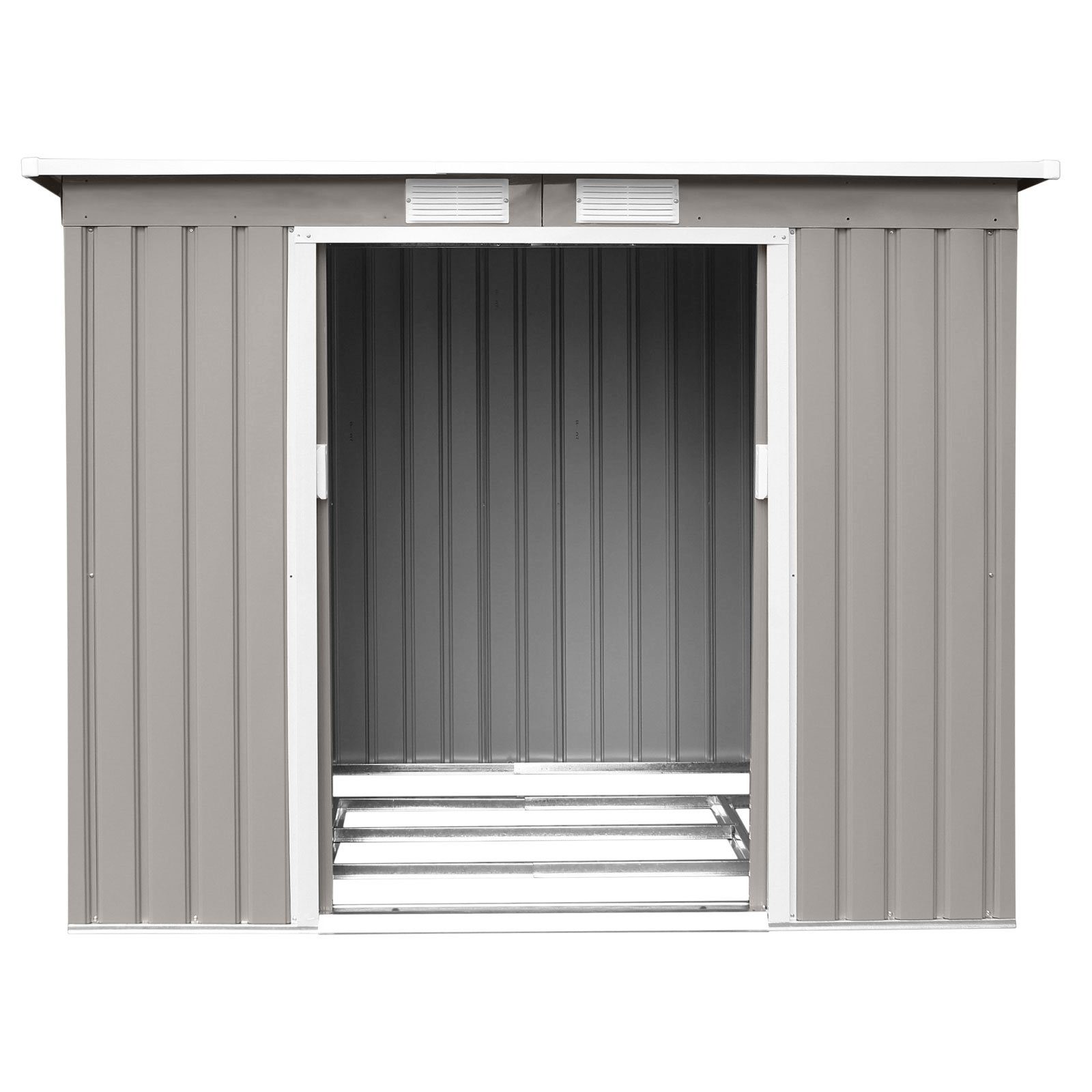 HATTORO Gartenhaus, BxT: 213,00x130,00 cm, Metall-Gerätehaus, Geräteschuppen, Fundamentrahmen, Pultdach, Hellgrau