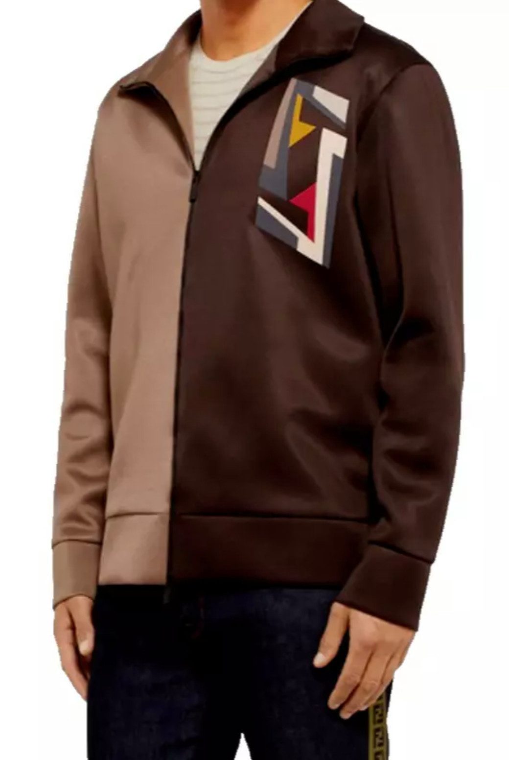 FENDI Bomberjacke Two-Tone Tech-Jersey Track Jacke Zwei-Wege-Reißverschluss,Zwei Farbtöne in Ton-in-Ton