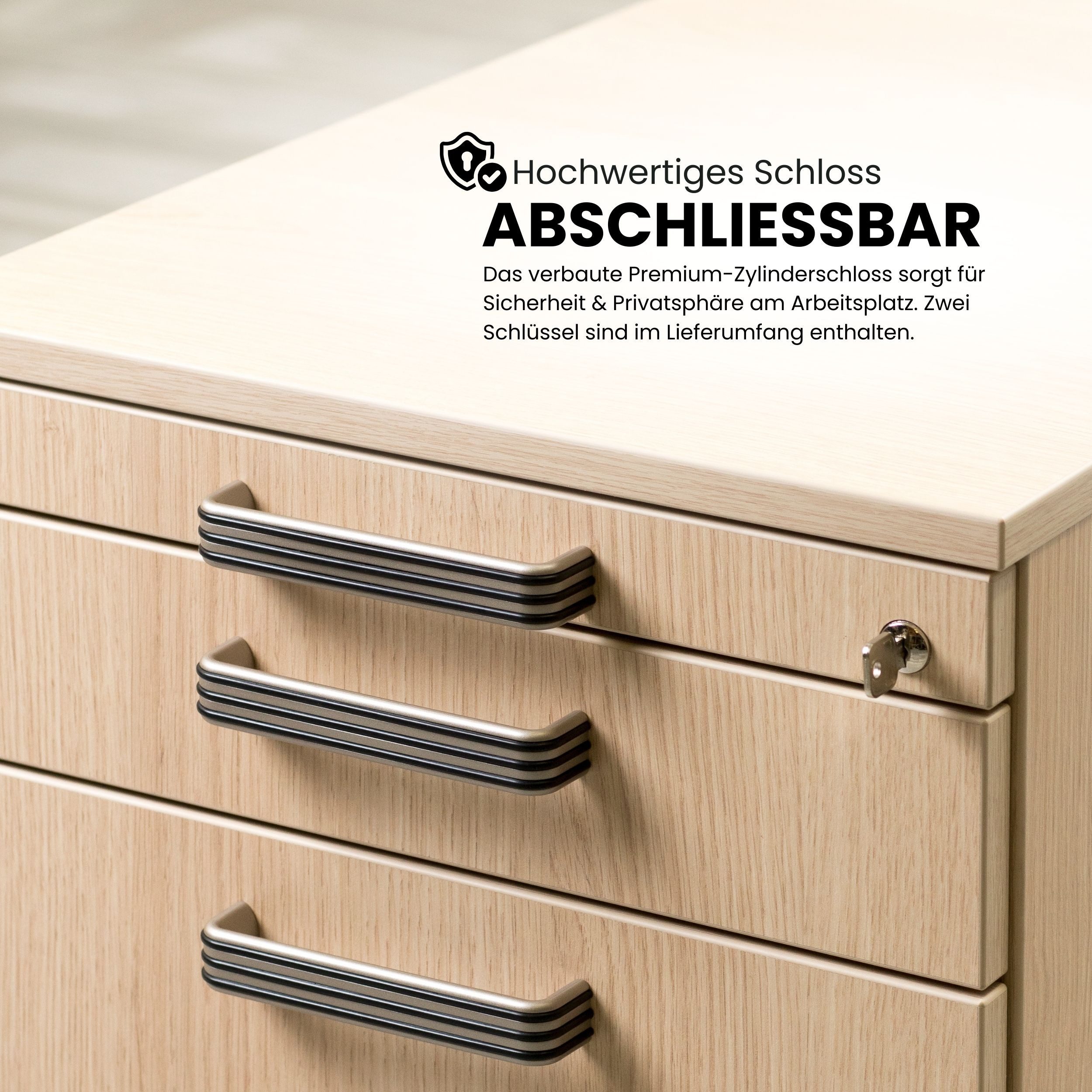 bümö Container office Standcontainer - mit Hängeregistratur Dekor: Weiß mit Bogengriff (Metall)