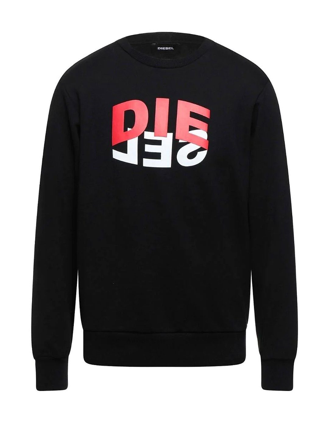 Logo - S-GIRK-N80 Diesel Regular Print Schwarz Sweatshirt Pullover Fit