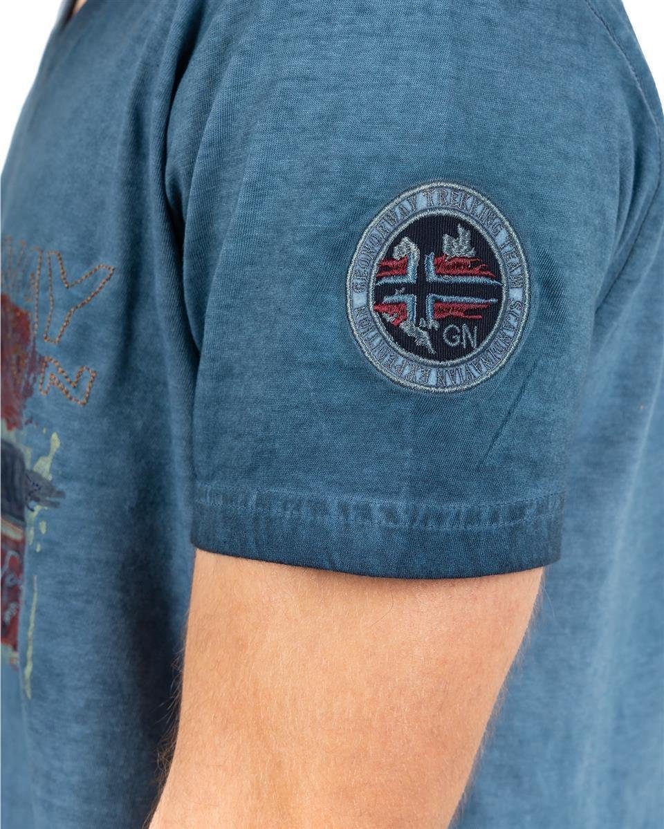 Used Kurzarm im Norway (1-tlg) bajoasis Look navy Shirt Casual Geo T-Shirt Men