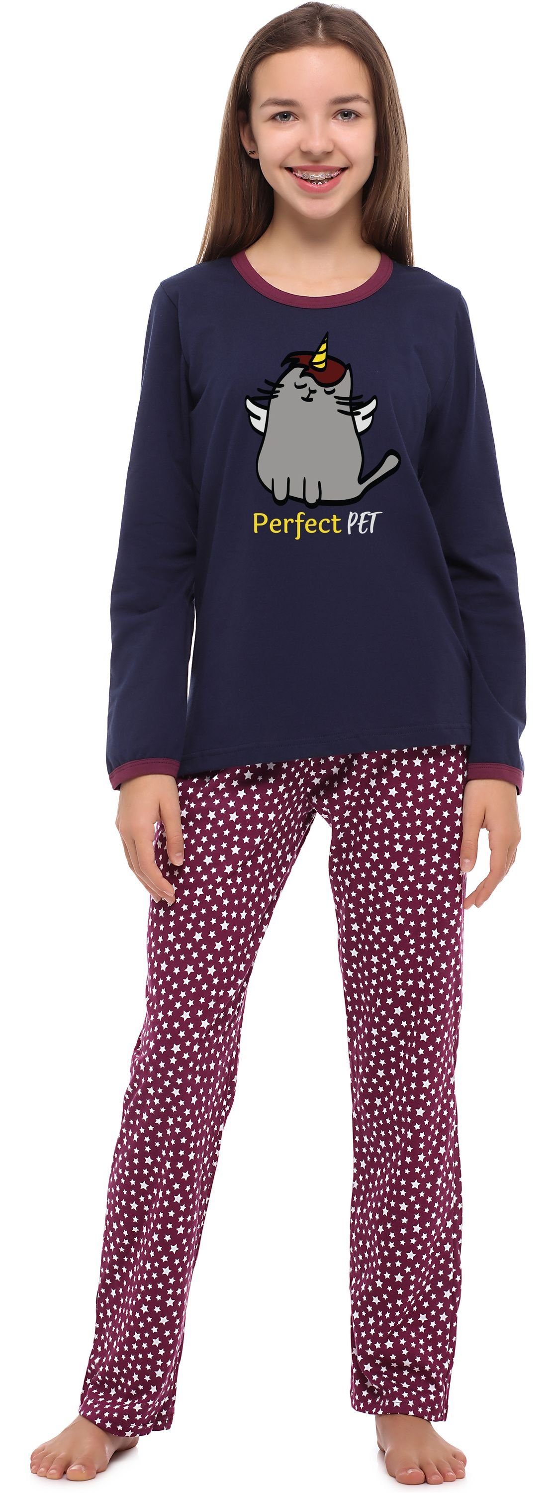 Schlafanzug Mädchen Zweiteiliger Schlafanzug Pyjama Lang Winter MS10-192