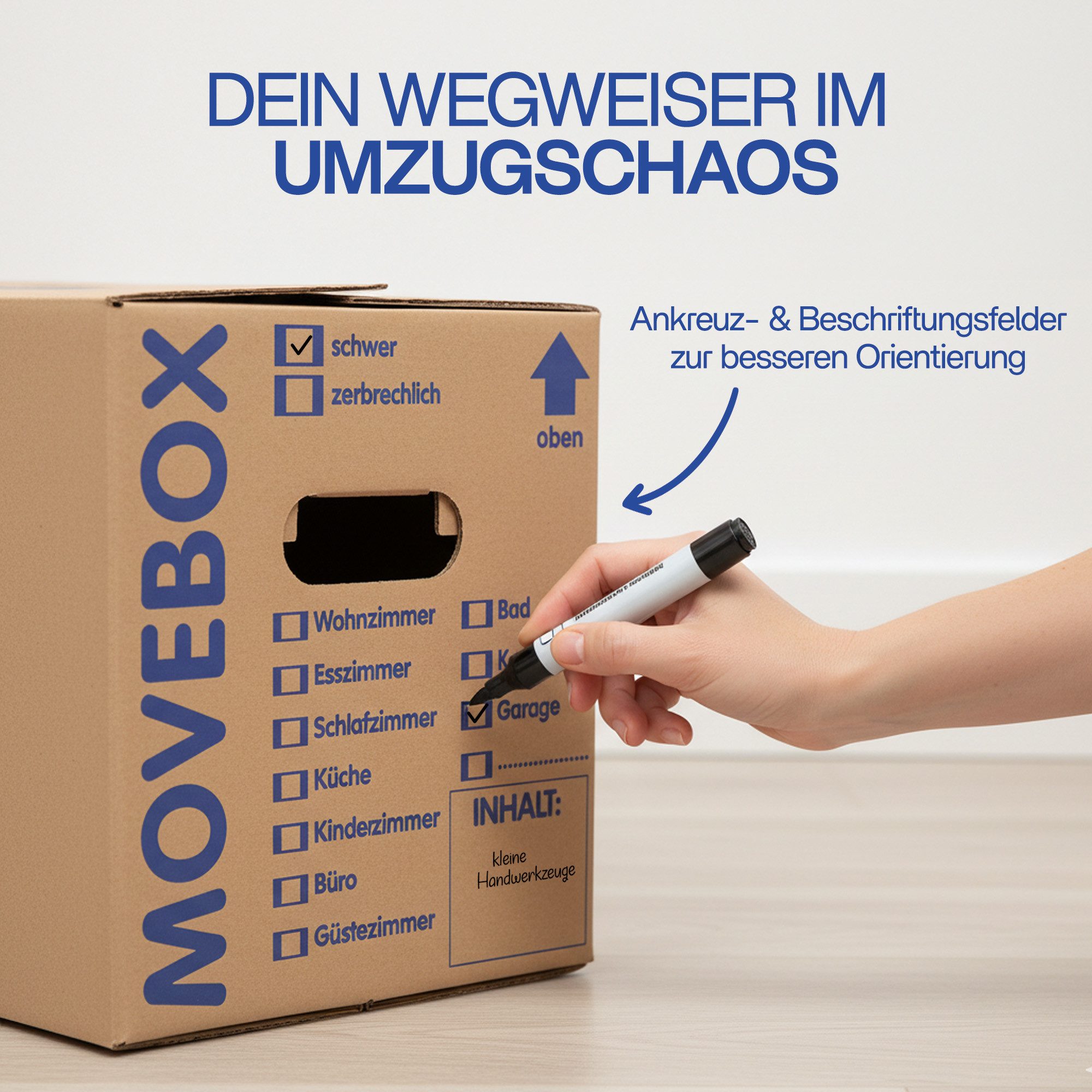 KK Verpackungen Aufbewahrungsbox (Spar-Set, 15 St., 15er-Set), Movebox 2-welliger Umzugskarton Umzugskiste 40kg Braun – Bild 5 von 5