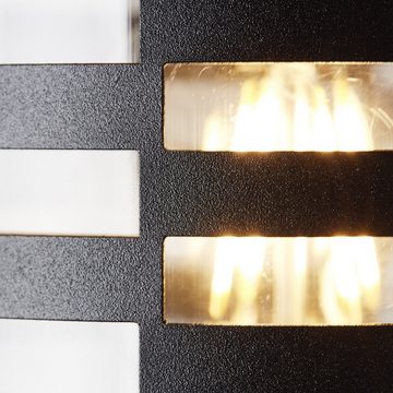 Lightbox Außen-Wandleuchte, Bewegungsmelder, ohne Leuchtmittel, Haustürlampe, 33 x 16 x 13 cm, Edelstahl/Kunststoff, matt schwarz