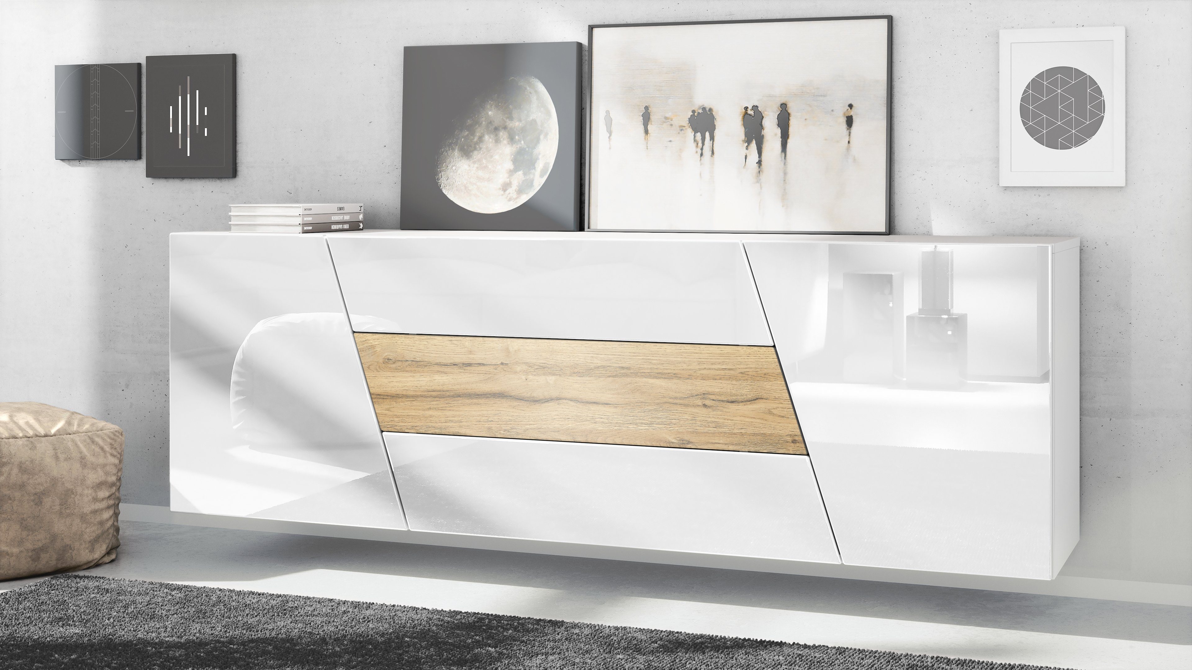 Vladon Sideboard Houston (hängende Kommode, mit 2 Türen und 3 Schubladen), günstig online kaufen