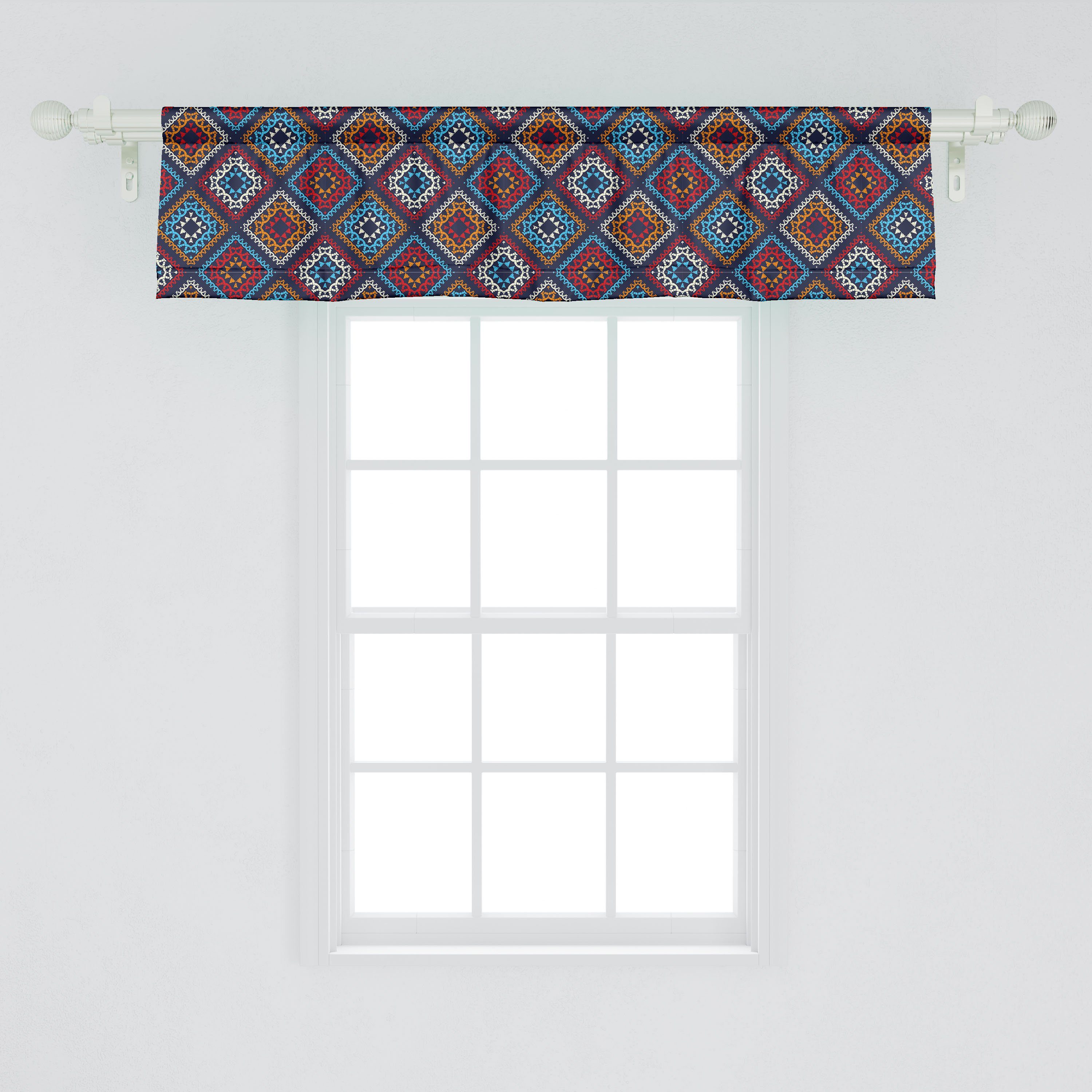 Scheibengardine Vorhang Volant für Aztekisch Folk Dekor Küche leuchtenden mit Motive Microfaser, Abakuhaus, Schlafzimmer Farben Stangentasche, in