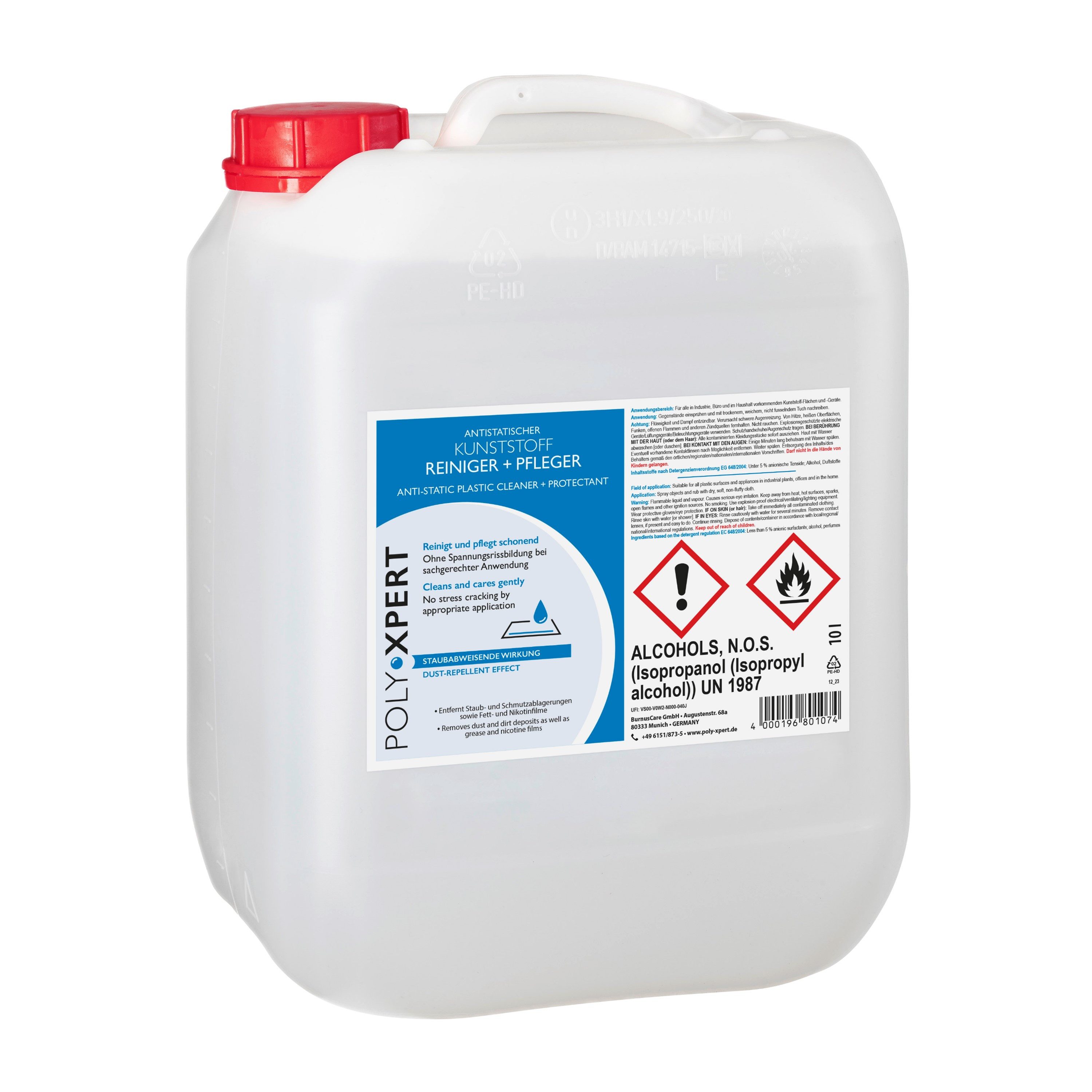 PolyXpert PolyXpert Antistatischer Kunststoff Reiniger und Pfleger 10L Kanister Kunststoffreiniger (1-St. Antistatisch, 10L)