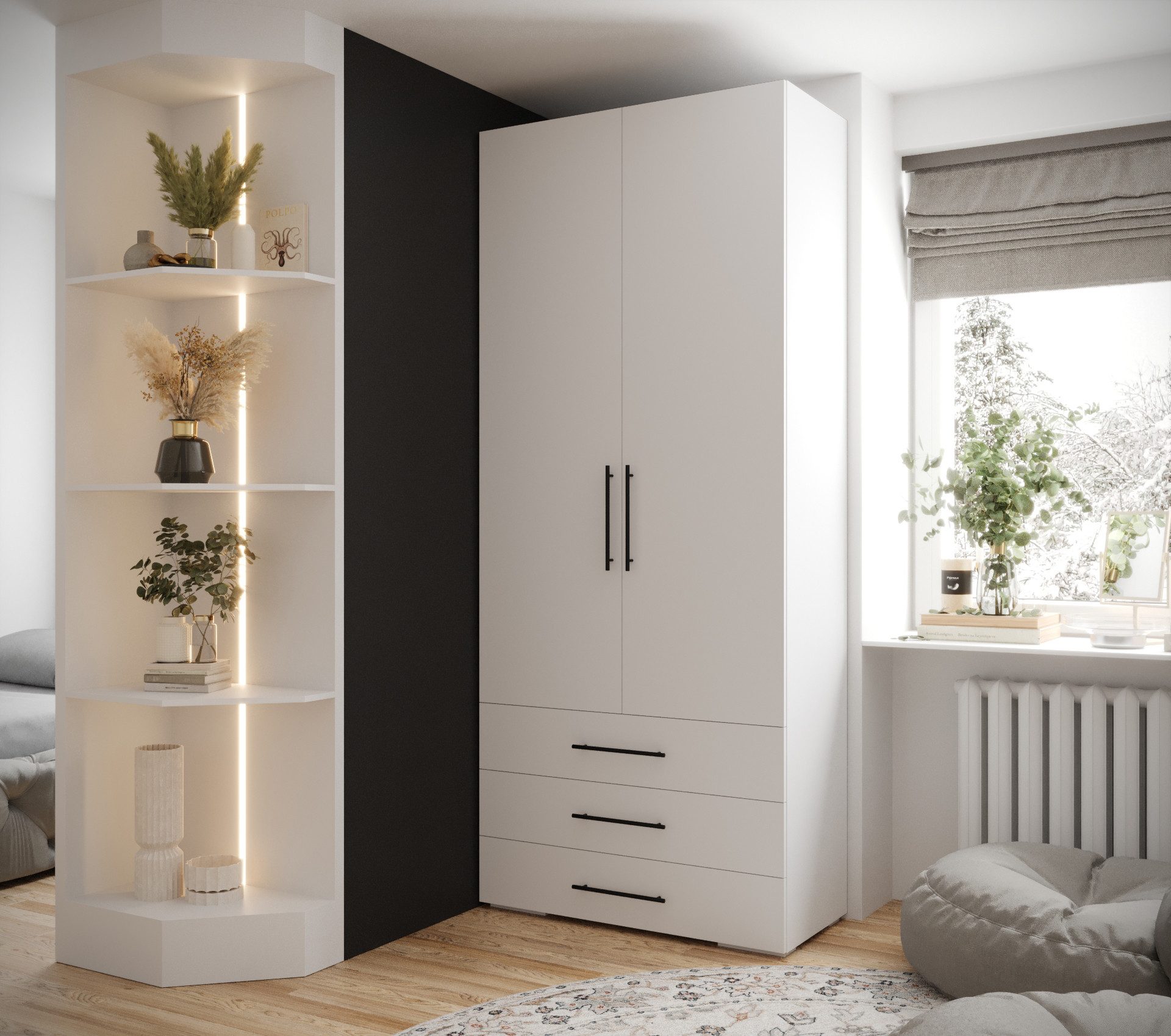 ABIKS MÖBEL Drehtürenschrank INOVA 3 Kleiderschrank 2D3SZ mit Kleiderstange günstig online kaufen