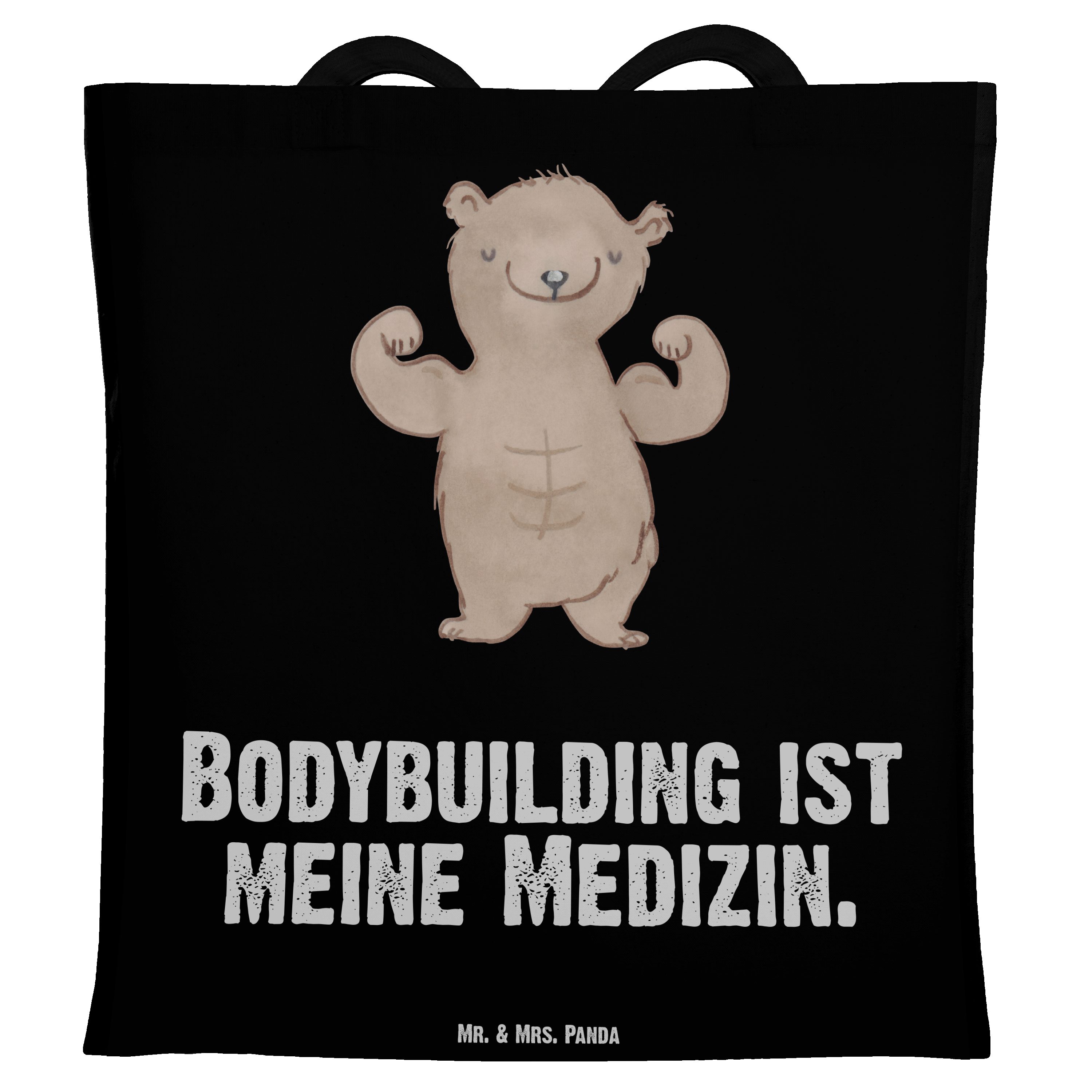 Geschenk, Fitnessstudio, Medizin Panda Mr. (1-tlg) - Schwarz Bär Bodybuilding Mrs. Tragetasche & Muskela -