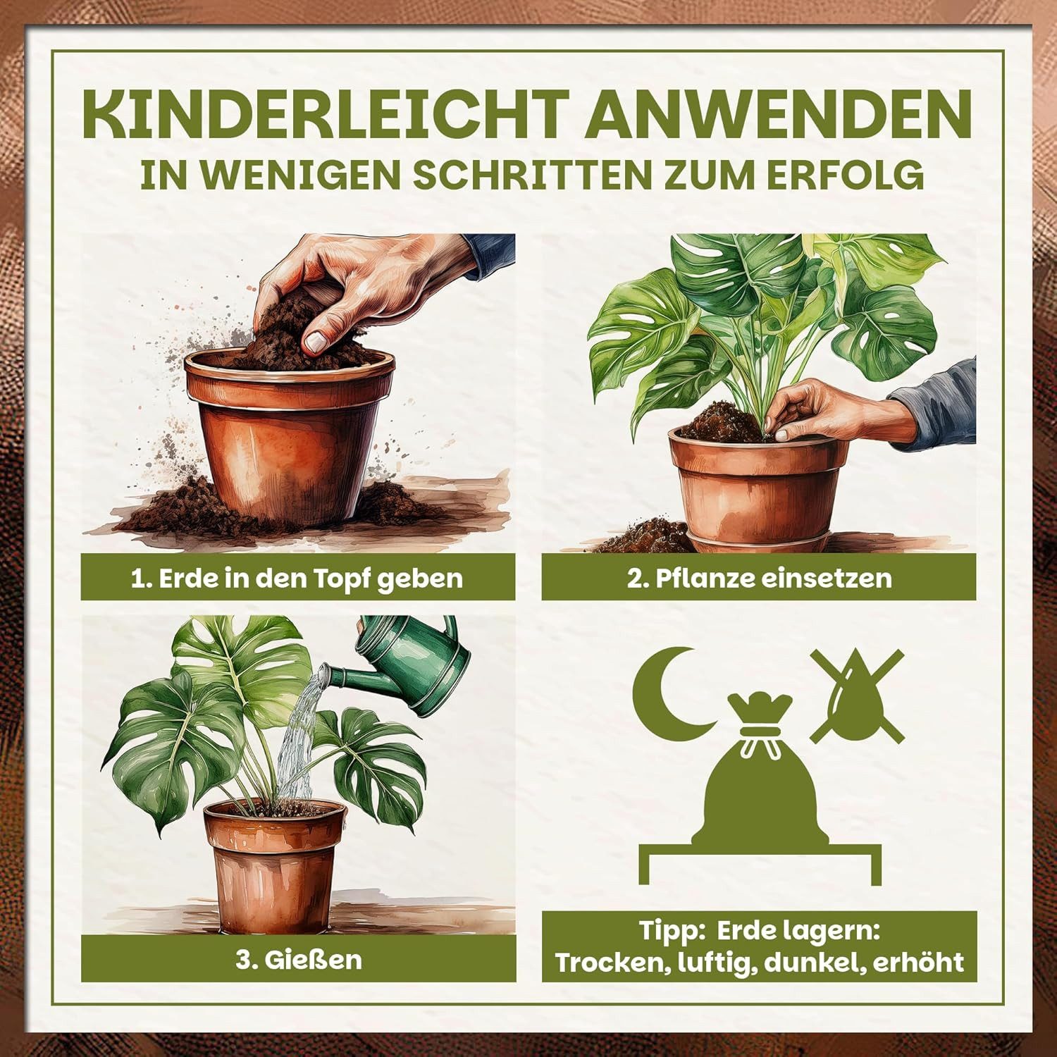 GREEN HOME LOVE NATURE Spezialerde Monstera Erde – Substrat für Monstera, Aroiden & Zimmerpflanzen 18 L, 36 L, 72 L, Langzeitdünger, Perlit, Kokosfasern, pH 5,8 – Bild 5 von 5