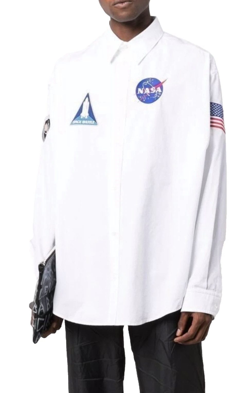 Balenciaga Langarmhemd NASA Space Shuttle Oversized Limited Hemd Unisex mit Stick-Patches Vier große, aufgestickte Patches: