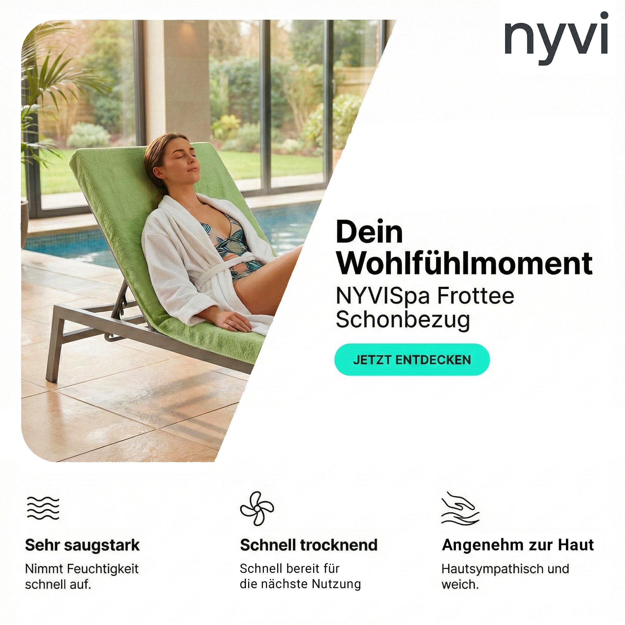 NYVI Strandtuch Frottee Schonbezug für Gartenliege NYVISpa 75x200 cm, Frott günstig online kaufen