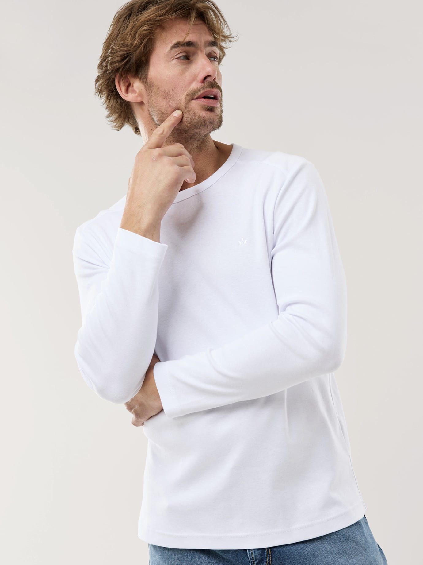 Walbusch Langarmshirt Herren Langarm Zu schade für Drunter-Shirt Rundhals Langarmshirt 100% Baumwolle, formstabile Rippware, pflegeleicht, S–XXL