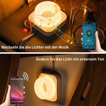 Diyarts LED Nachtlicht, LED fest integriert, Farbwechsel, App-Steuerung mit Timer, stufenlos dimmbar, USB aufladbar