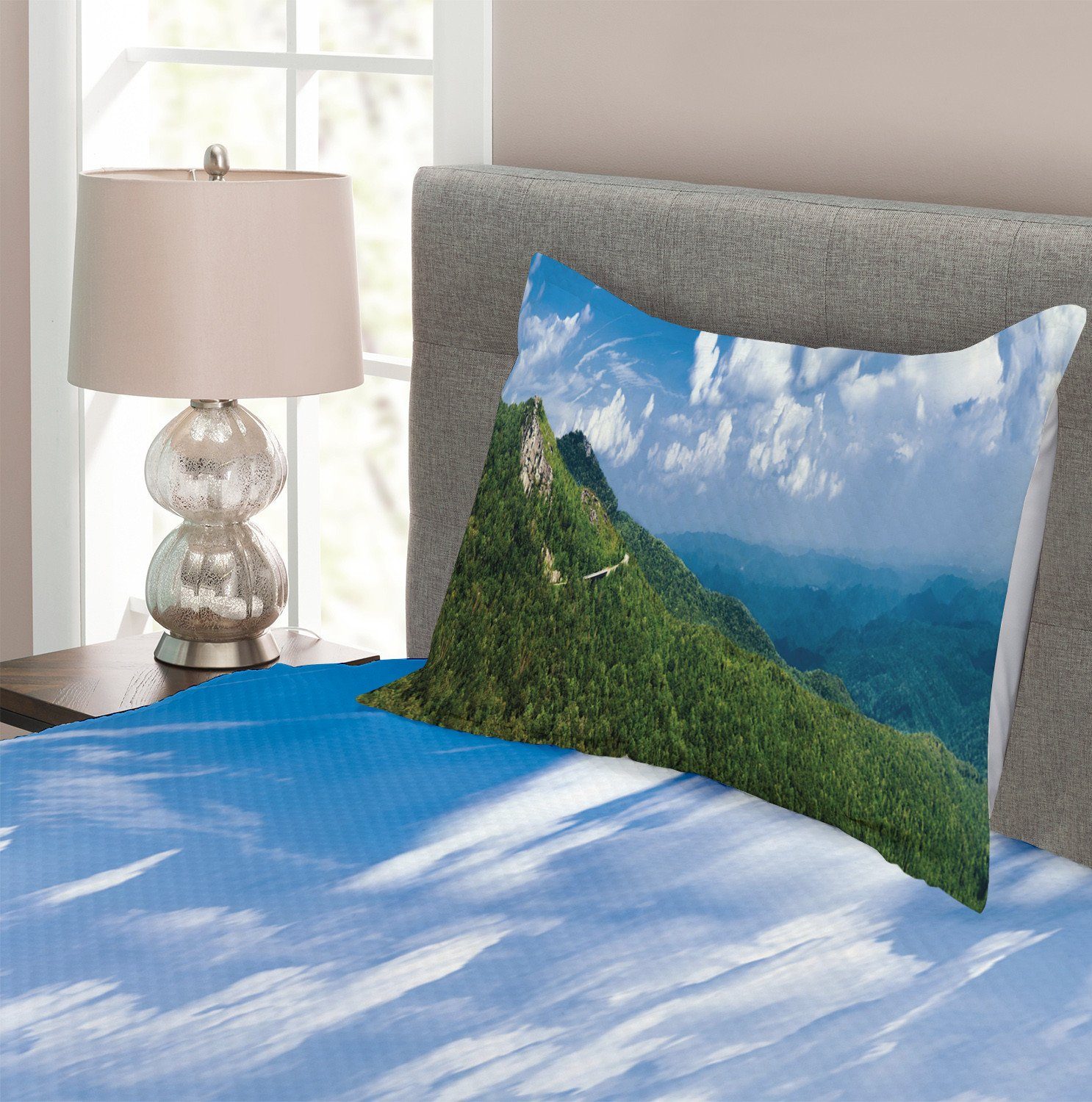 Blue Appalachian Kissenbezügen Abakuhaus, mit Set Ridge Tagesdecke Panorama Waschbar,