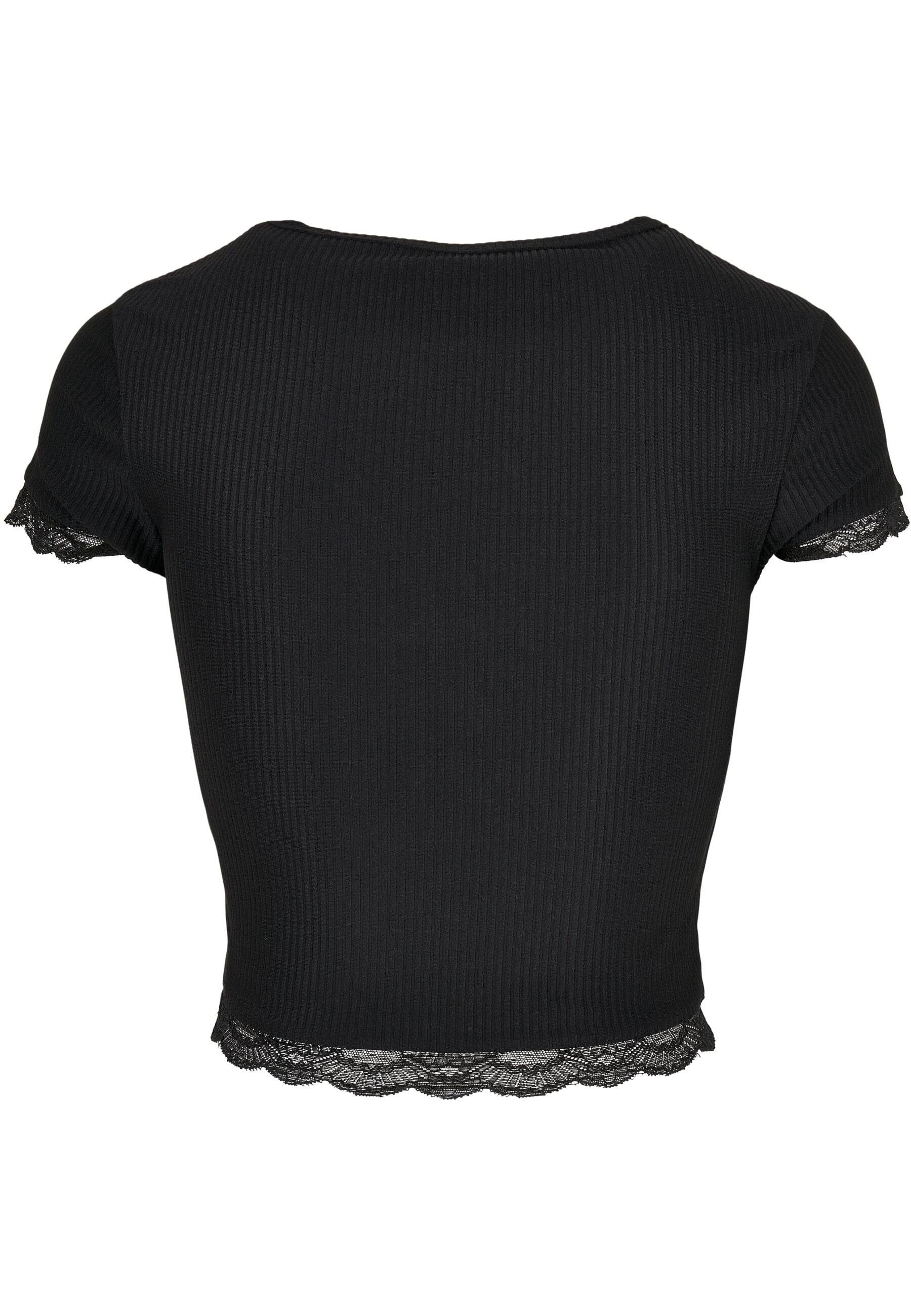 URBAN CLASSICS Tee Damen (1-tlg) Strandshirt Hem Lace Cropped Ladies