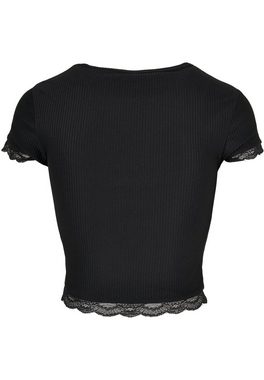 URBAN CLASSICS T-Shirt Urban Classics Damen Ladies Cropped Lace Hem Tee (1-tlg)