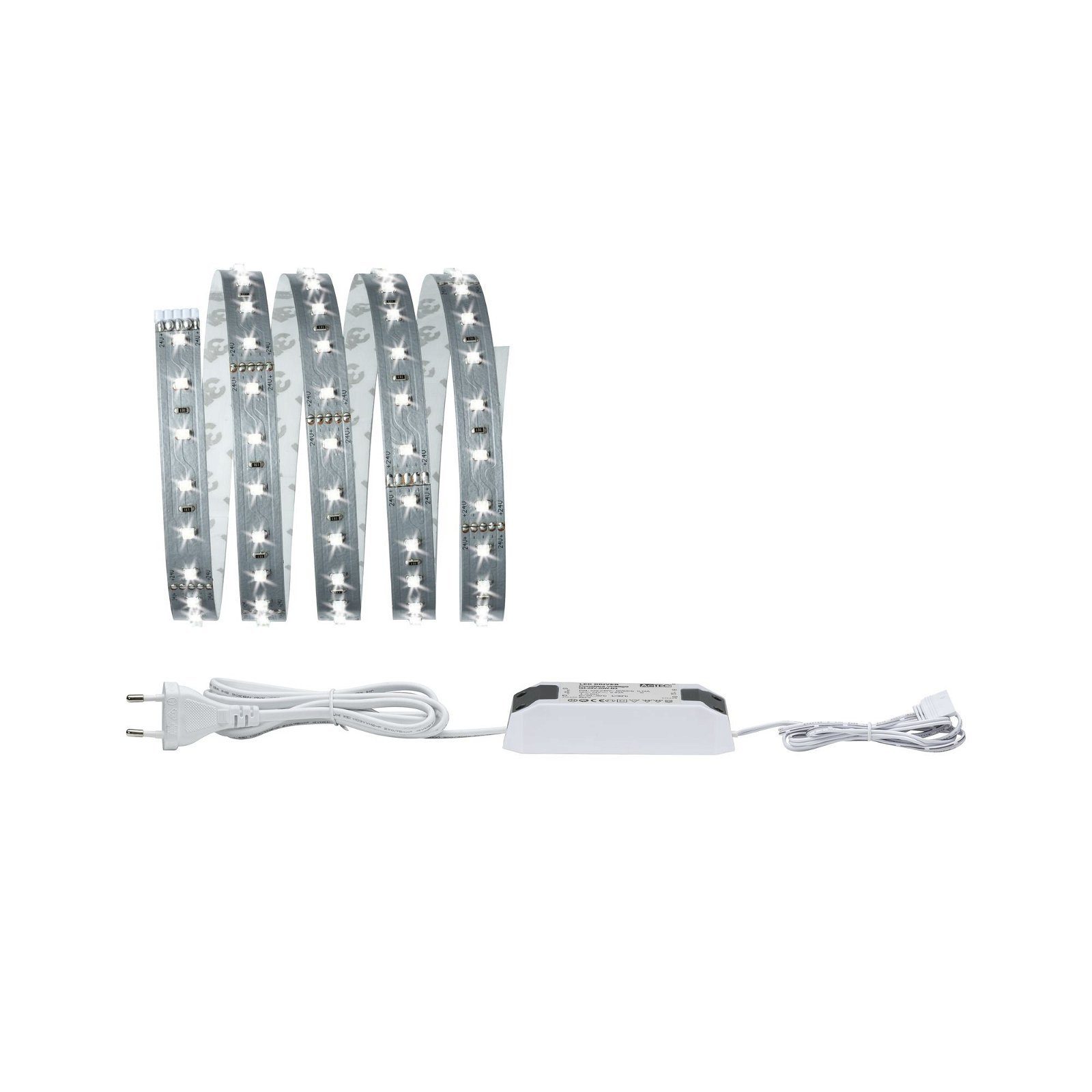 LED-Streifen MaxLED 500 Basisset 1,5m Daylight IP20 6500K 9W 230/24V 20VA Silber