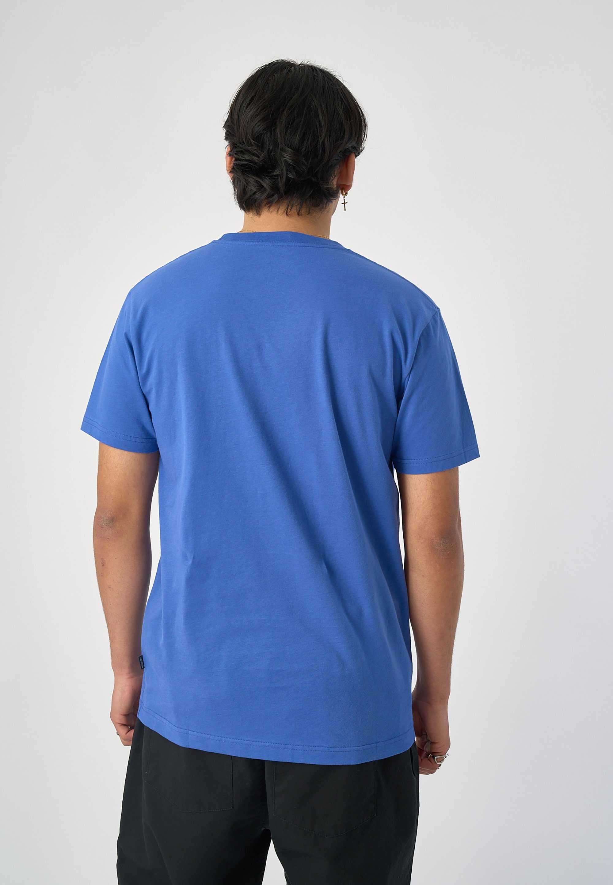 Logo-Stickerei mit T-Shirt Ligull (1-tlg) Regular blau Cleptomanicx kleiner