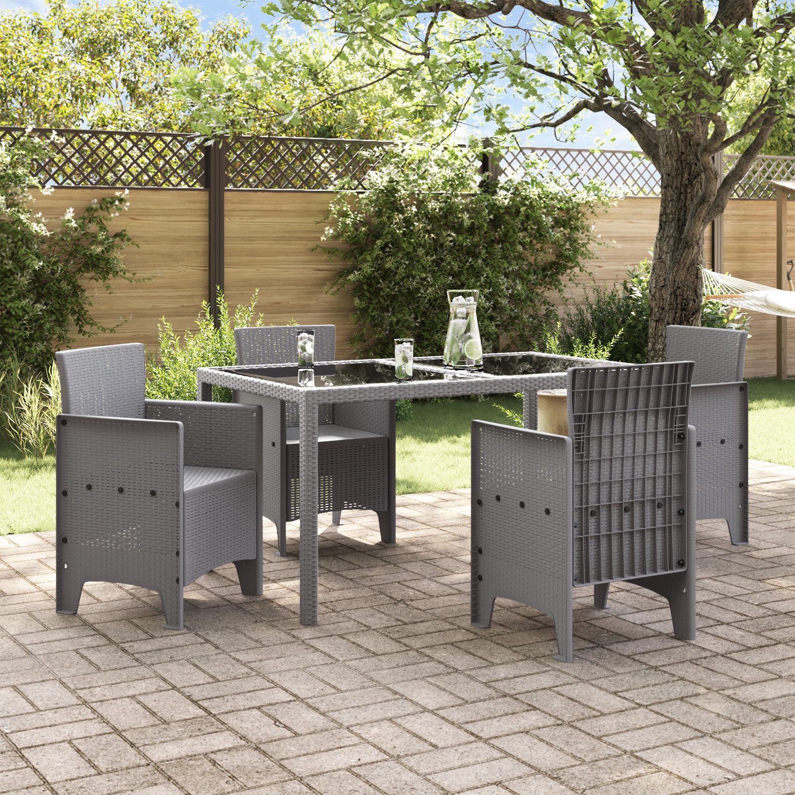 vidaXL Gartenstuhl Gartenstühle 4 Stk. Hellgrau günstig online kaufen