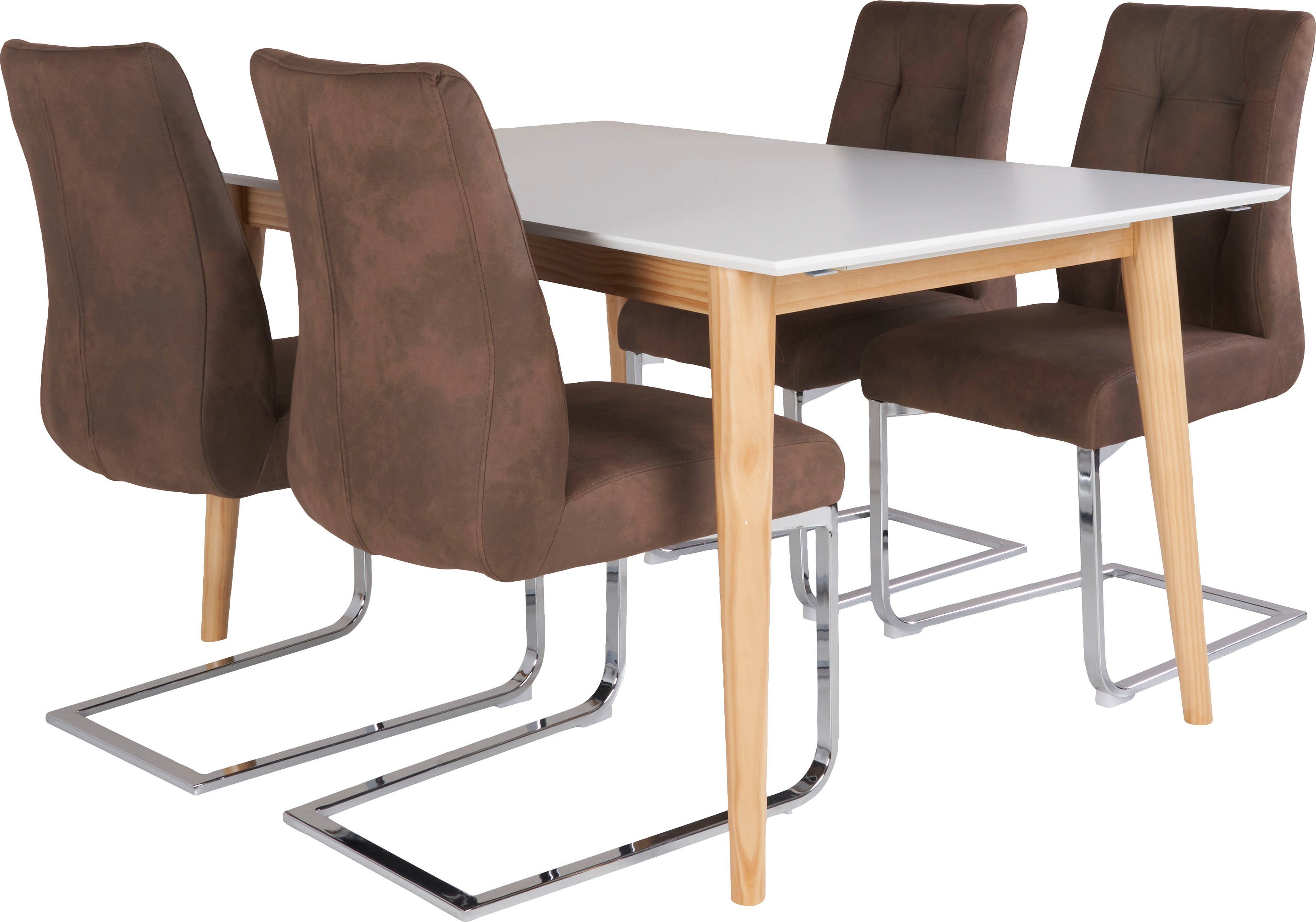 Homexperts Essgruppe Odense, (Set, 5-tlg), im enthalten ausziehbarem Tisch, Lieferumfang 40x90 zwei mit Tischplatten mit Erweiterbar