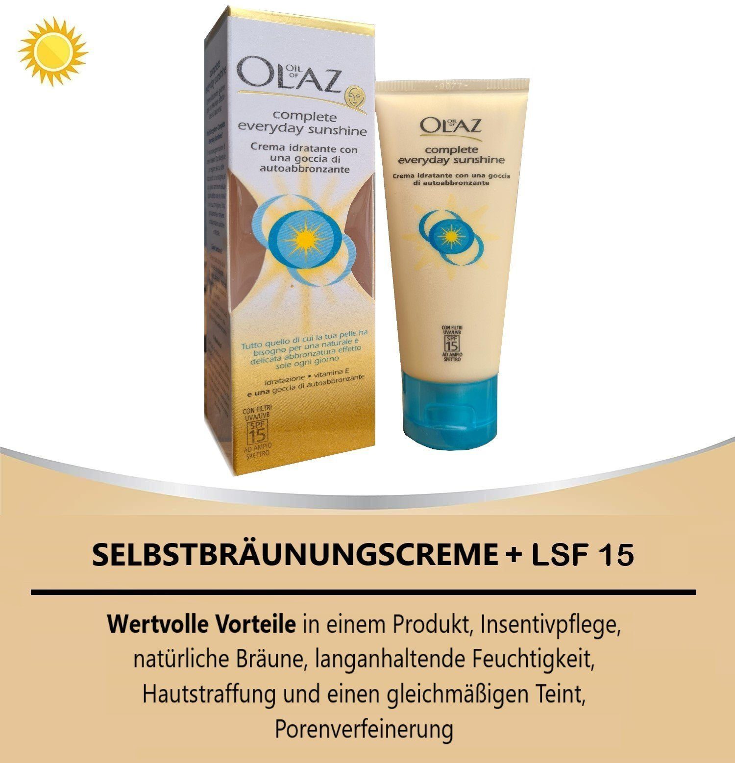 OLAZ Selbstbräunungscreme Total Complete Everyday Sunshine 40ml Gesicht Selbstbräunungscreme, 40ml - 2erPack