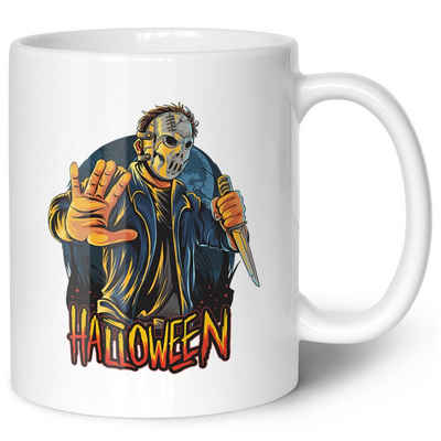 GRAVURZEILE Tasse mit Motiv im Halloween Slasher Design - Geschenk