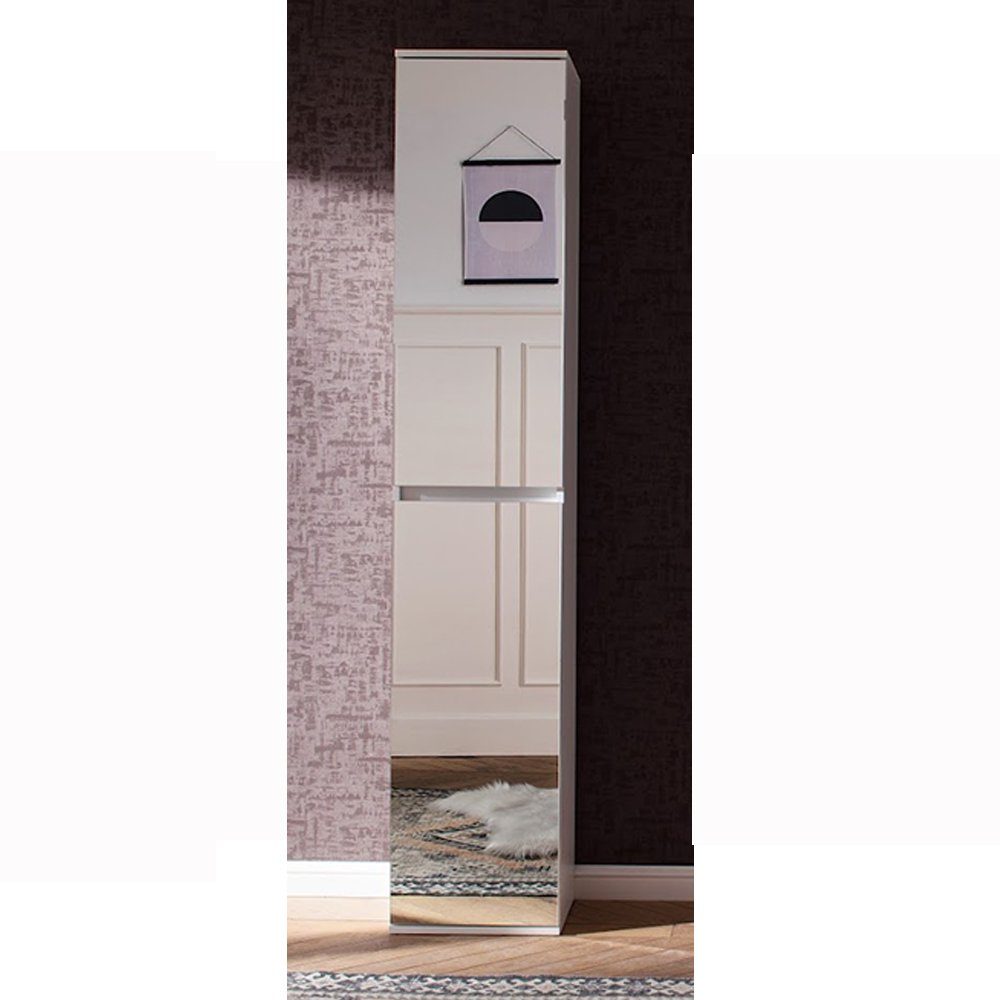 trendteam Spiegelschrank Mirror Spiegelschrank Garderobenschrank Flurschrank Spiegel Weiß 37x191x31cm