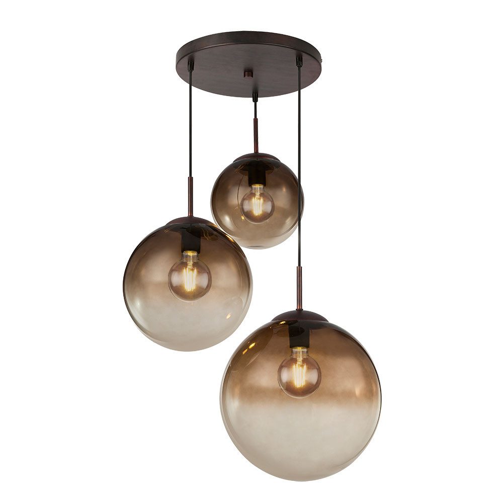 GLOBO LIGHTING Kugelleuchte, Leuchtmittel nicht inklusive, Pendelleuchte Hängelampe Esstischlampe Glas 3 flammig Glaskugel