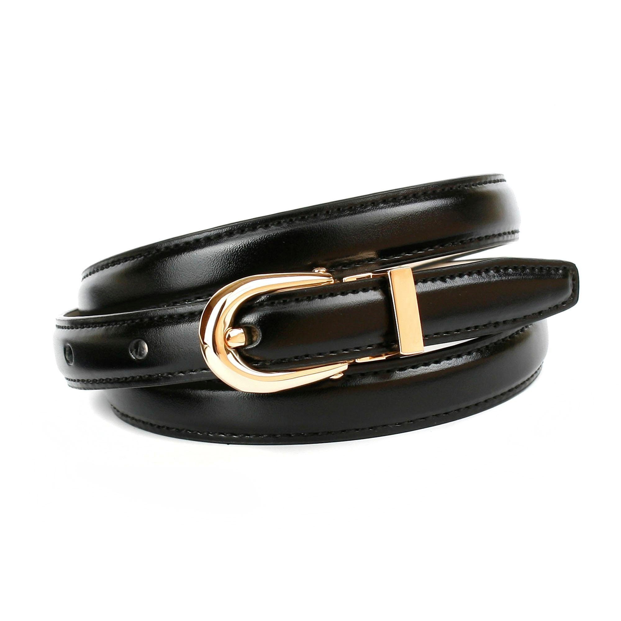 Anthoni Crown Ledergürtel in schmaler Form mit goldfarbener Schließe günstig online kaufen