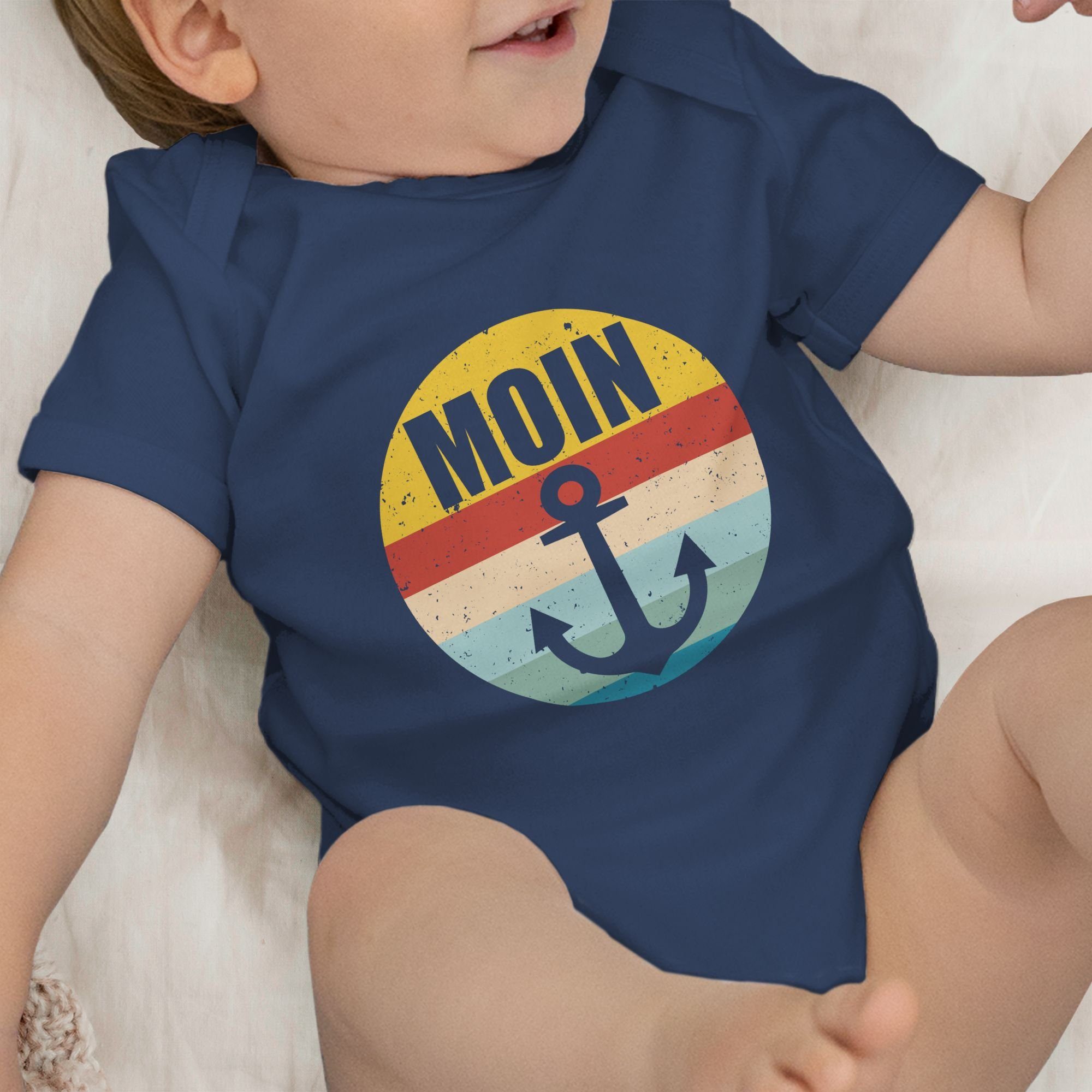 Shirtbody Baby Navy Blau Moin Bewegung retro Anker Shirtracer mit Sport & 1