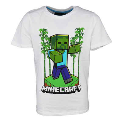Minecraft T-Shirt Minecraft Zombie in the Wood Kinder kurzarm Shirt Gr. 116 bis 152, 100% Baumwolle, in Weiß