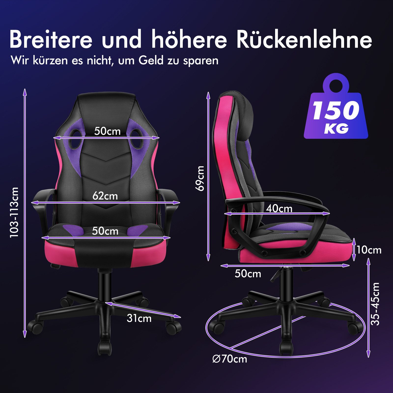 ALFORDSON Bürostuhl Racing Schreibtischstuhl, Drehbarer PC-Gaming-Stuhl günstig online kaufen