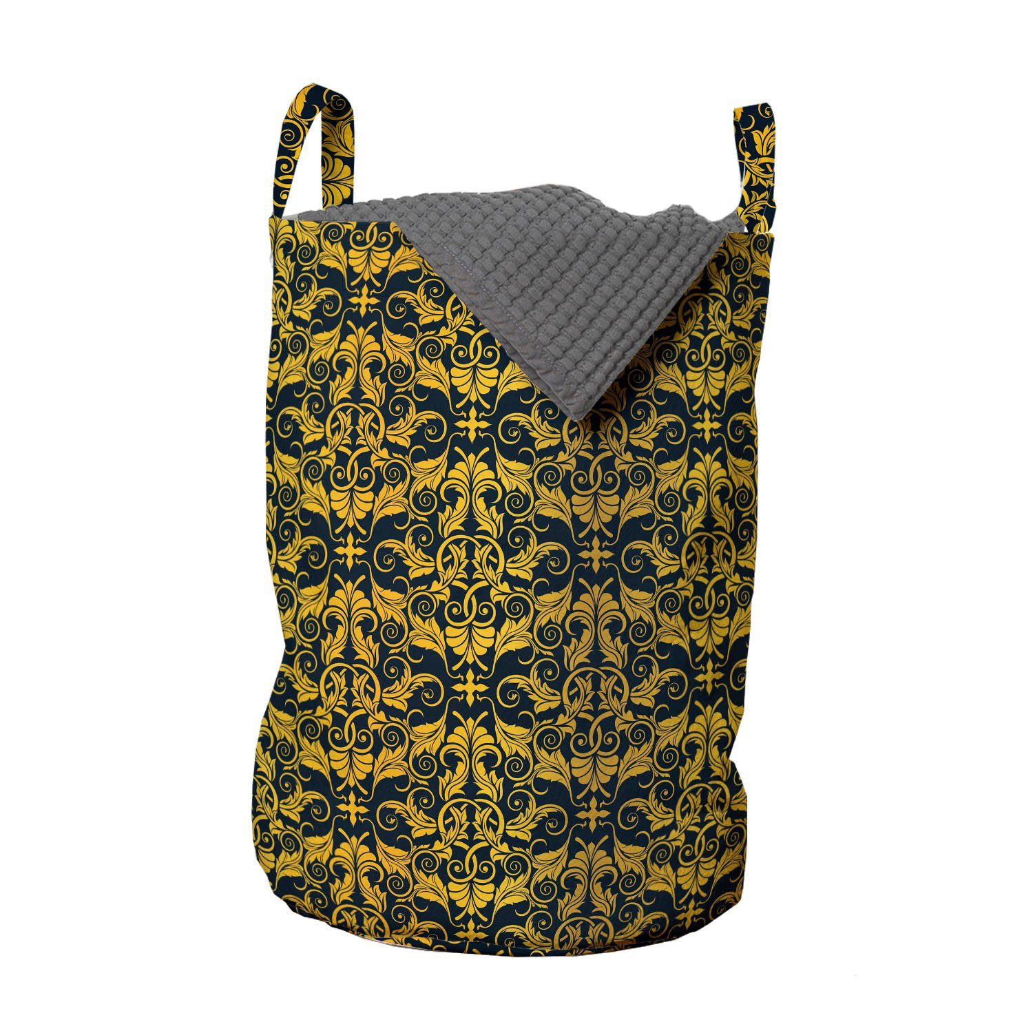 Abakuhaus Wäschesäckchen für Kordelzugverschluss Griffen mit Damast Wellenförmige Wäschekorb Gelbes Waschsalons, Blumenblatt