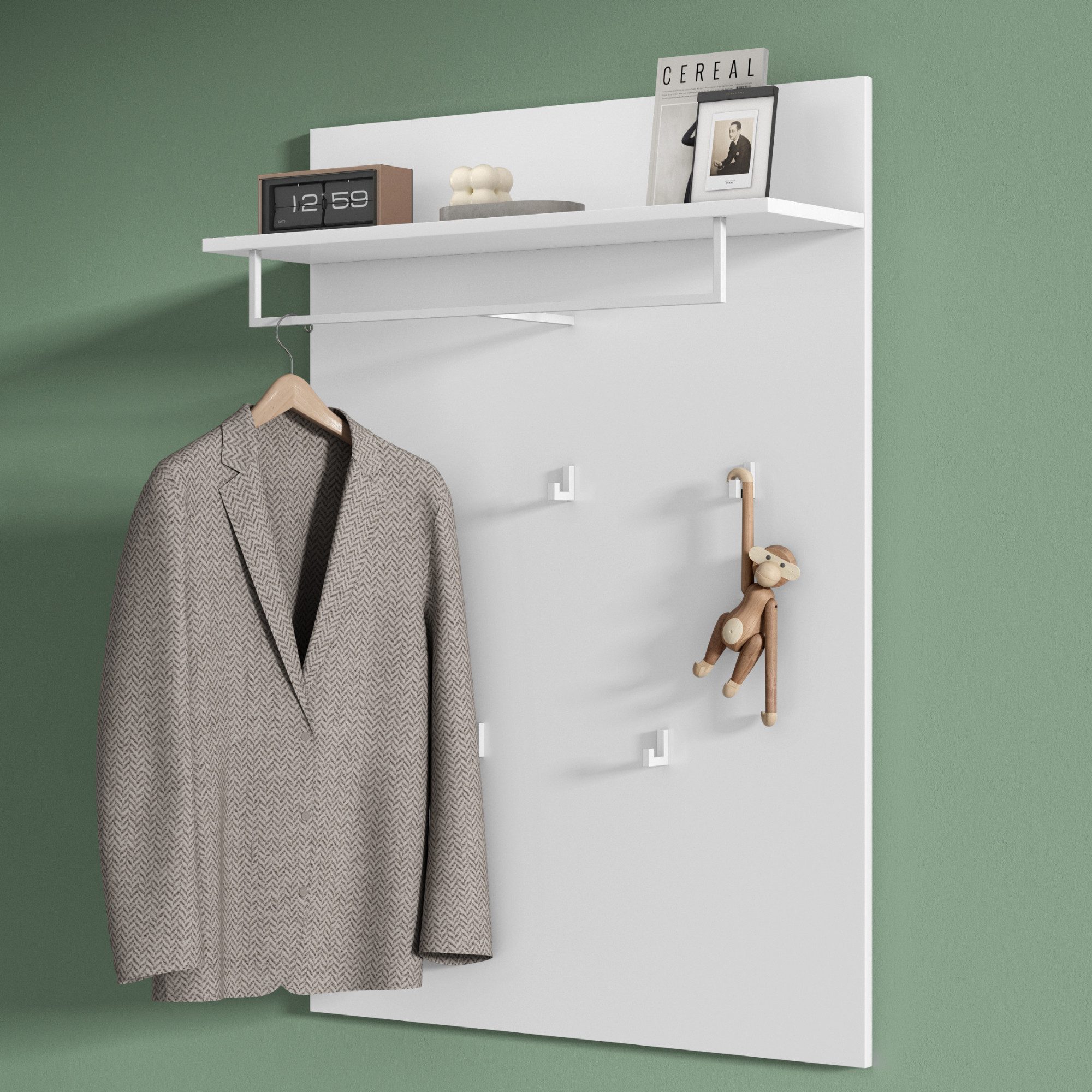 Mai & Mai Wandgarderobe Garderobenpaneel Hakenpaneel mit Ablage und 5 Haken günstig online kaufen
