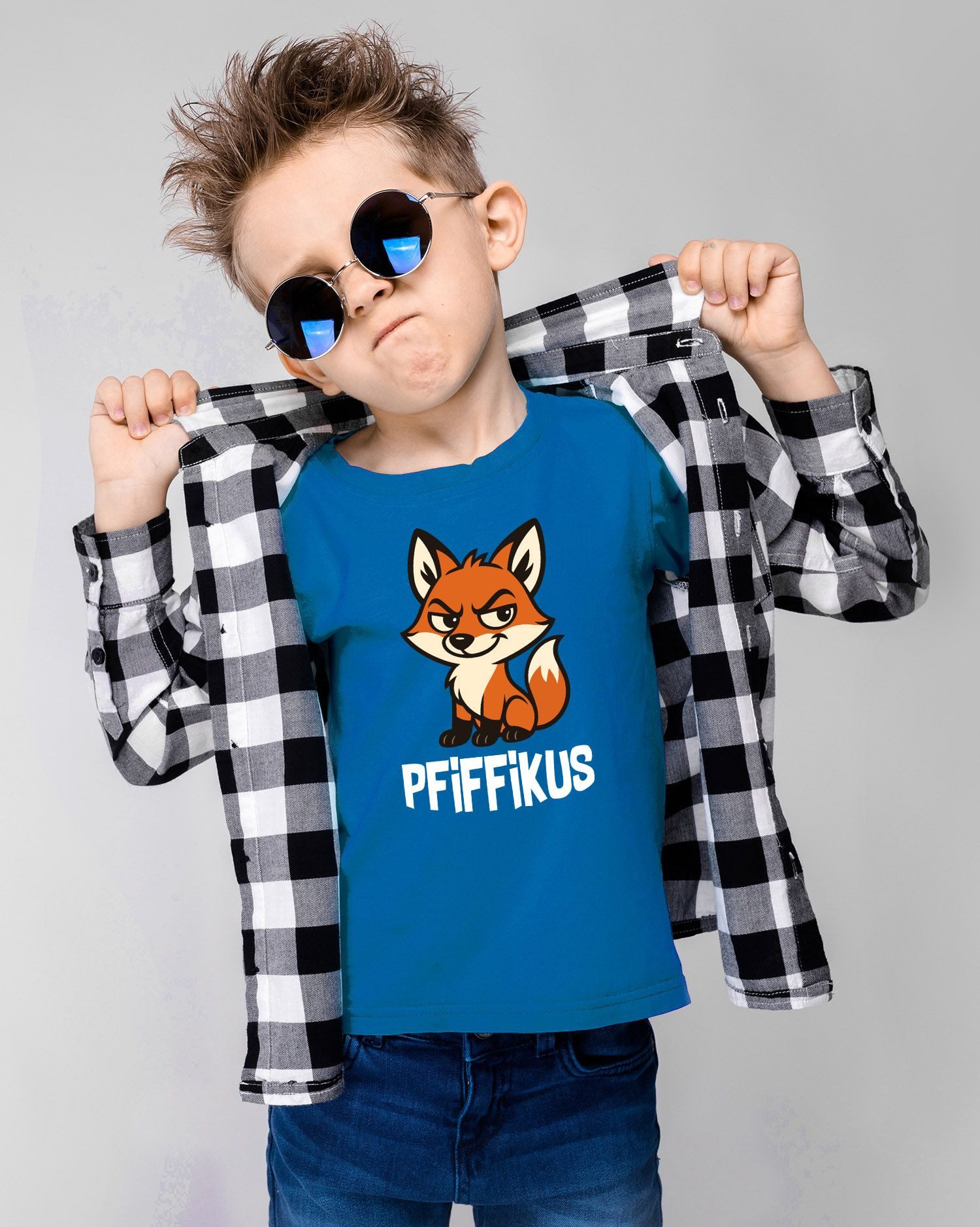 MoonWorks Print-Shirt Kinder T-Shirt Jungen Pfiffikus Witziges Fuchs Tiermotiv Comic Shirt