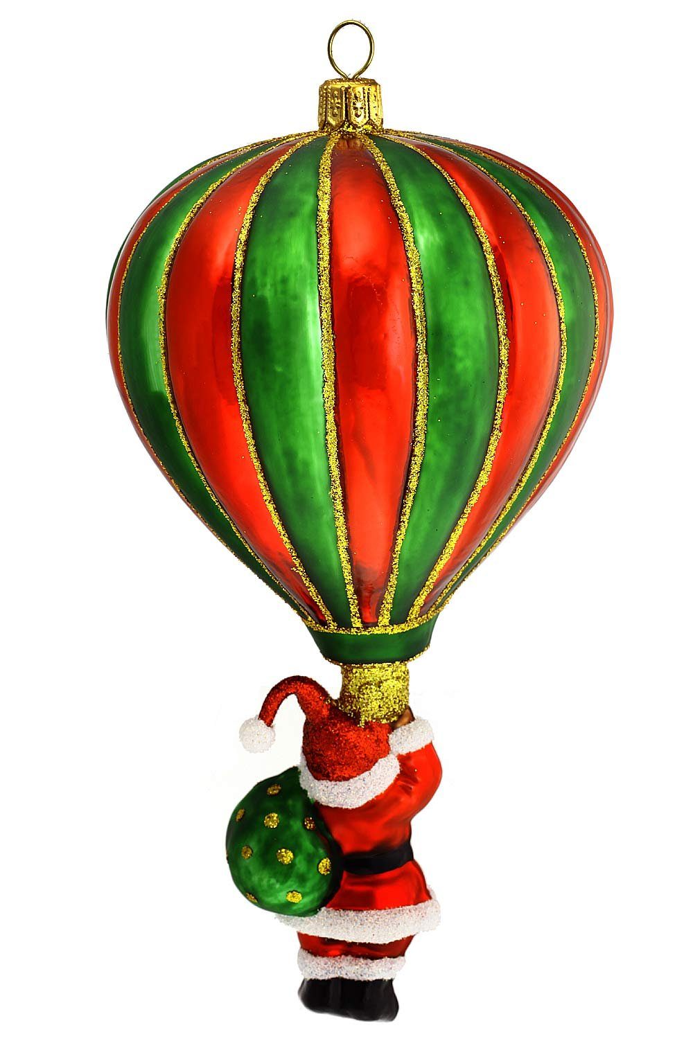 mundgeblasen - handdekoriert Dekohänger - Christbaumschmuck Santa, Hamburger Weihnachtskontor Heißluftballon mit
