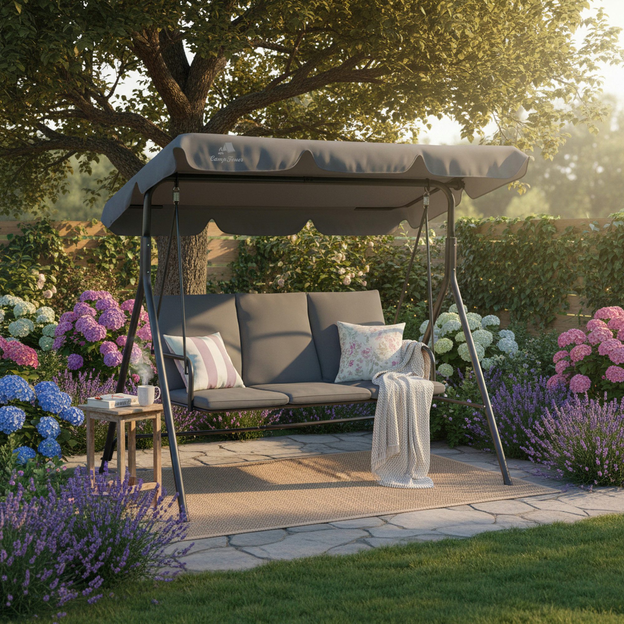 HinHocker Hollywoodschaukel 3-Sitzer mit Sonnendach, Grau, bis 250 kg belas günstig online kaufen