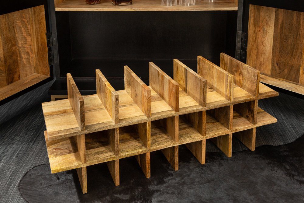 (1-St) Highboard Wohnzimmer ANGEL 140cm · Design gold Küche riess-ambiente · · · / Metall schwarz · Barschrank Massivholz