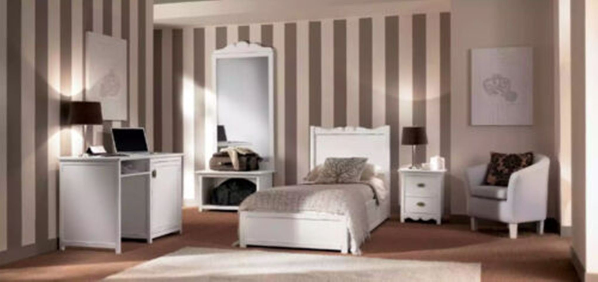 JVmoebel Schlafzimmer-Set Weiß Schlafzimmer Bett Nachttisch Schreibtisch Standspiegel Set, (4-St., Nur Bett + Nachttisch + Schreibtisch + Standspiegel), Made in Italy