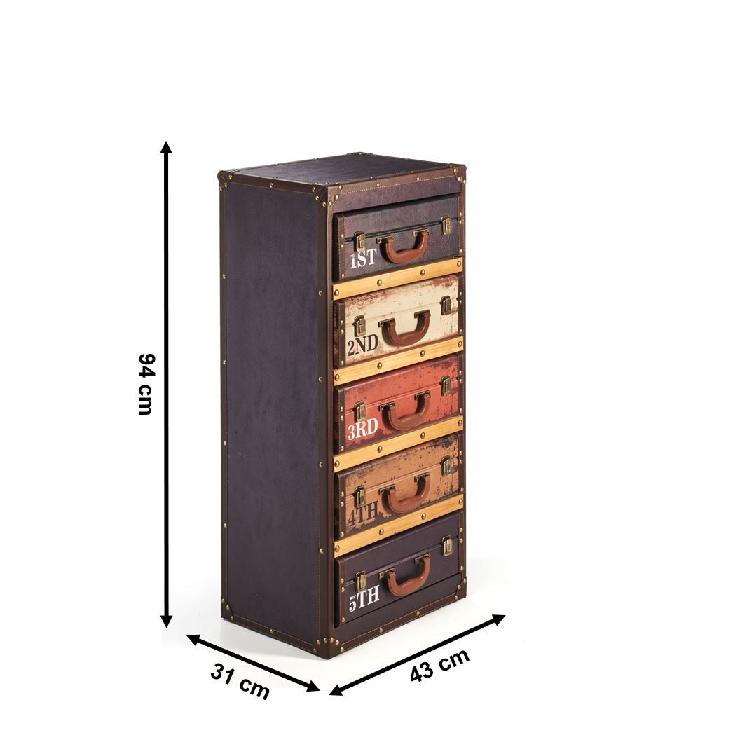 Kobolo Regal Kofferregal in Kofferoptik RETRO 5 Fächer 43x31x94 günstig online kaufen
