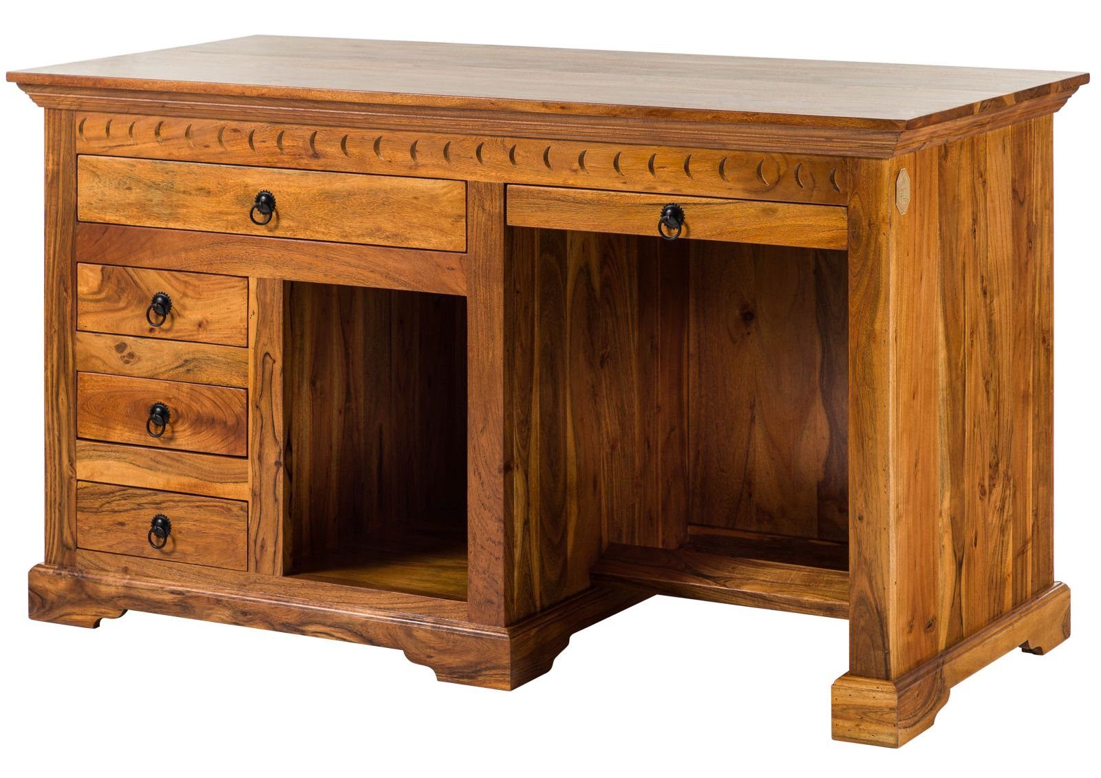 Massivmoebel24 Schreibtisch OXFORD (Massivholz, Massivholztisch), Schreibtisch Akazie 140x64x80 honig  lackiert OXFORD #0511