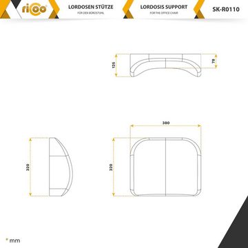 RICOO Haltungskissen SK-R0110, Ergonomisches orthopädisches Lendenwirbel Kissen für Auto & Büro Stuhl