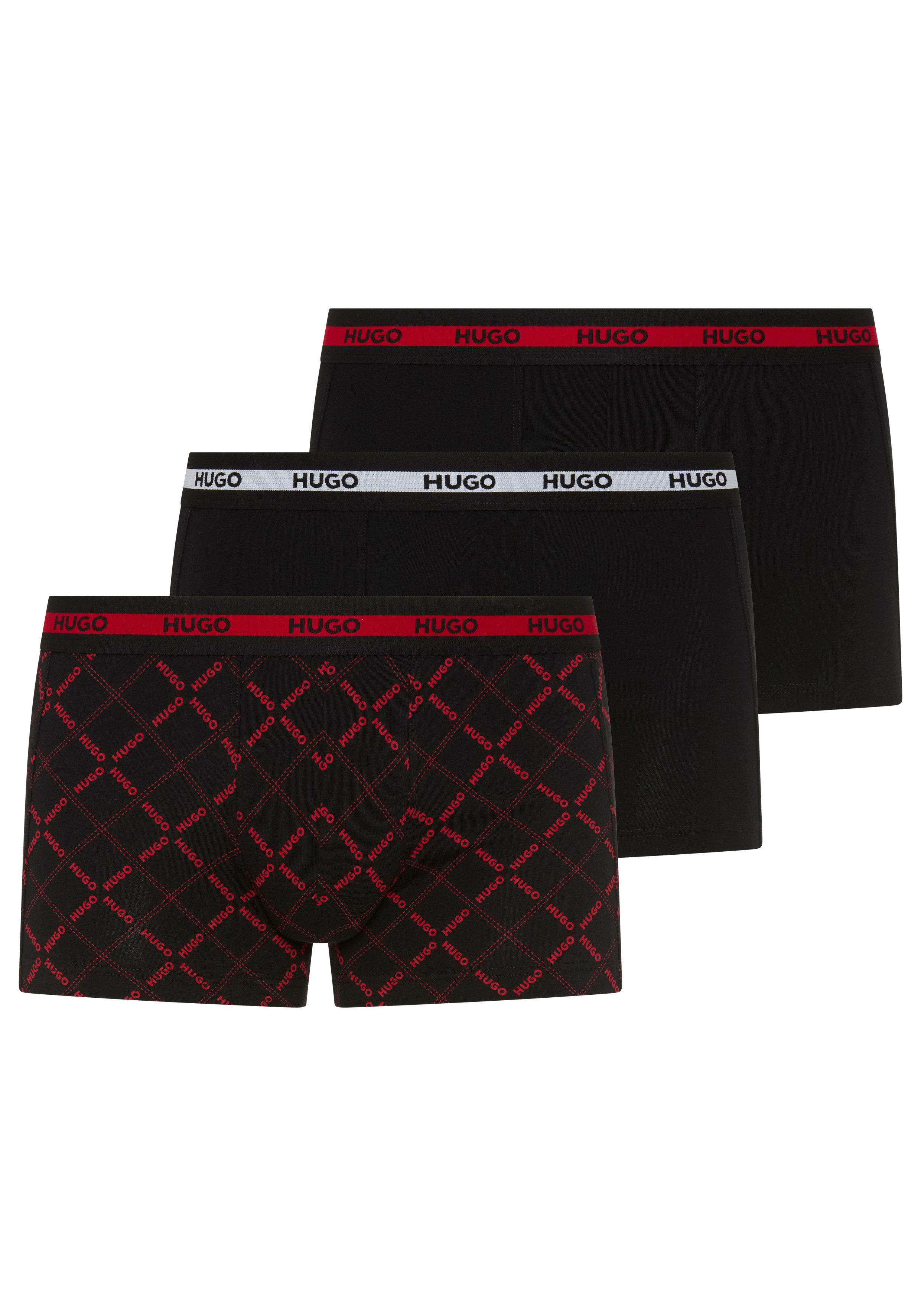 HUGO Trunk (Packung, 3-St) aus Stretch-Baumwolle mit Logo am Bund, körpernah